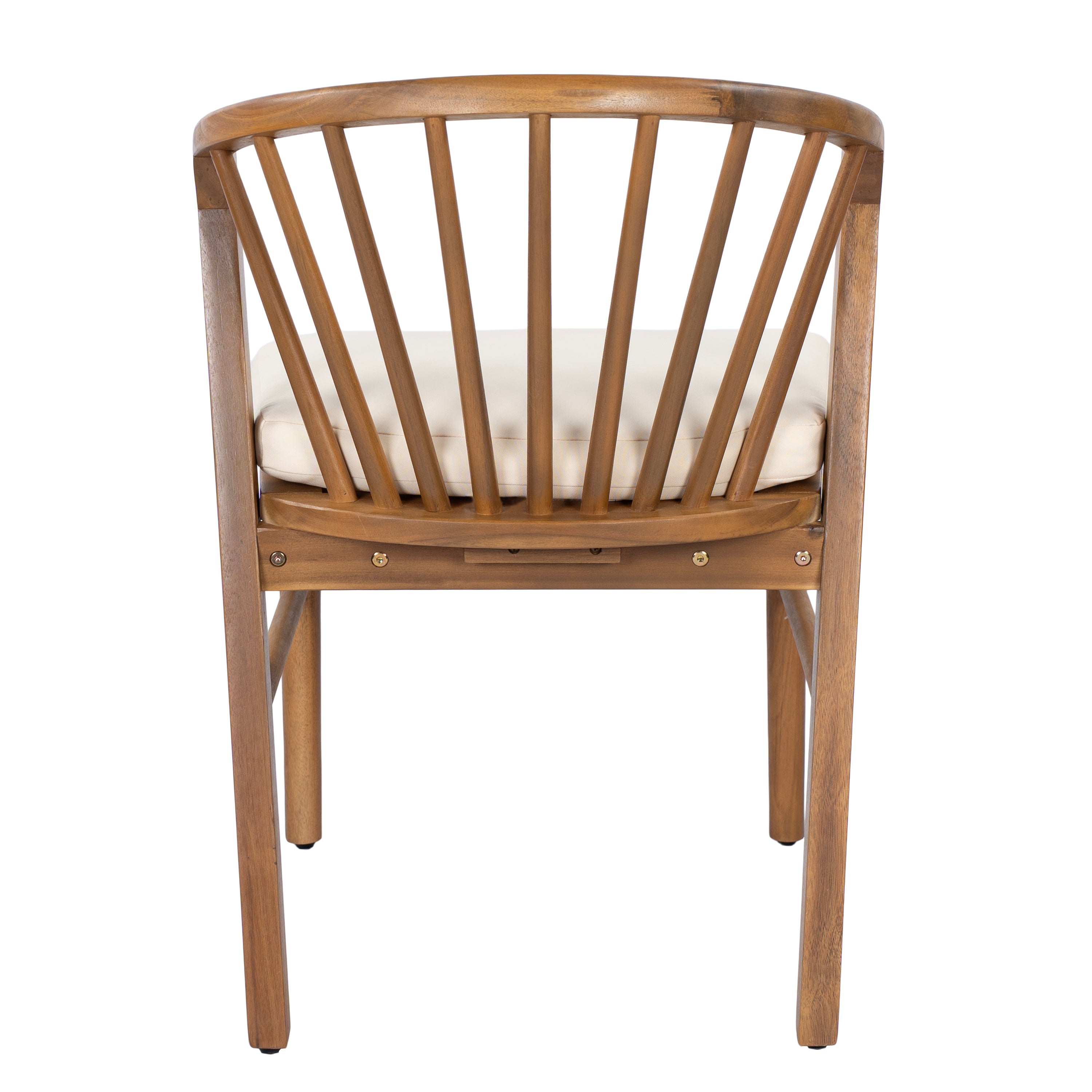 Outdoor Acacia Wood Patio Dining Chairs with Cream Washable Cushion, Set of 2