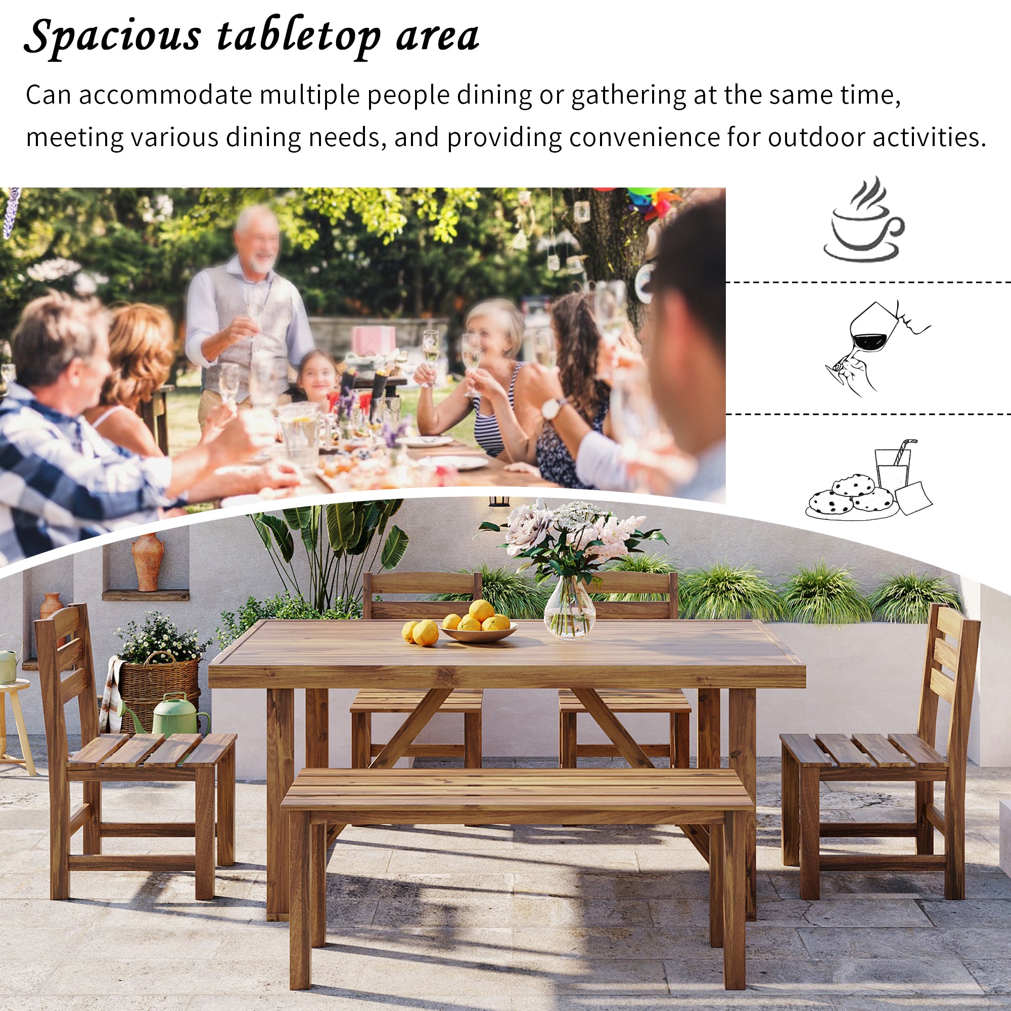 Acacia Wood Outdoor Dining Set