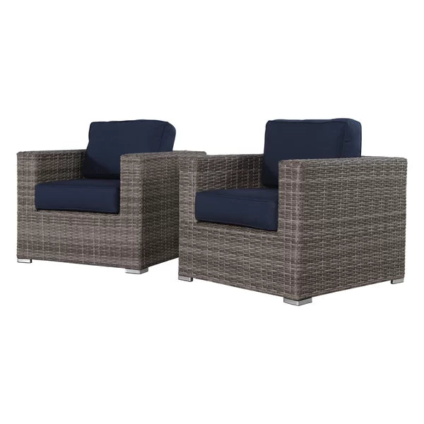 Wicker Outdoor Club Chair, Set of 2
