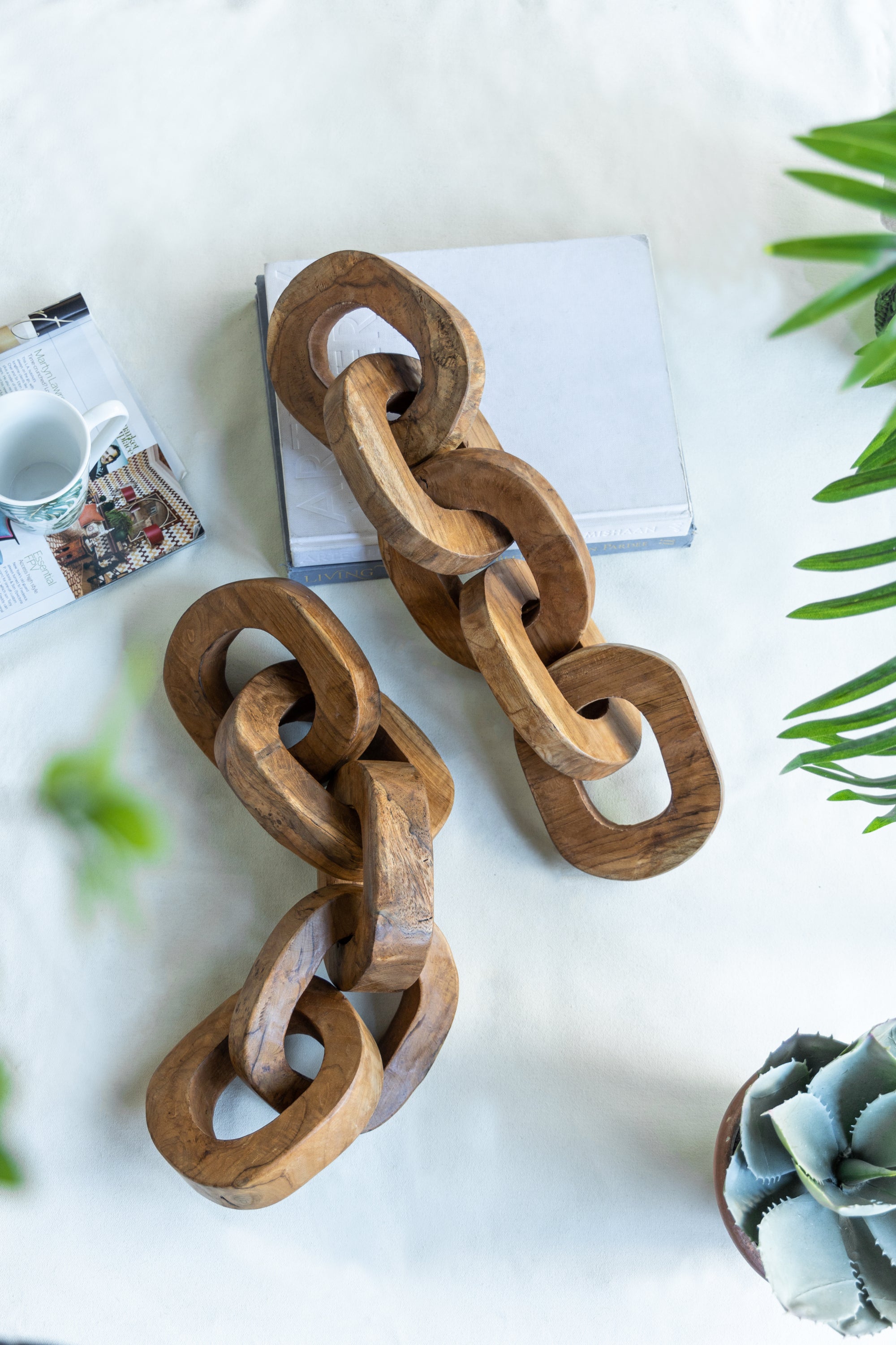 Decorative Teak Chain Accent, Set of 2