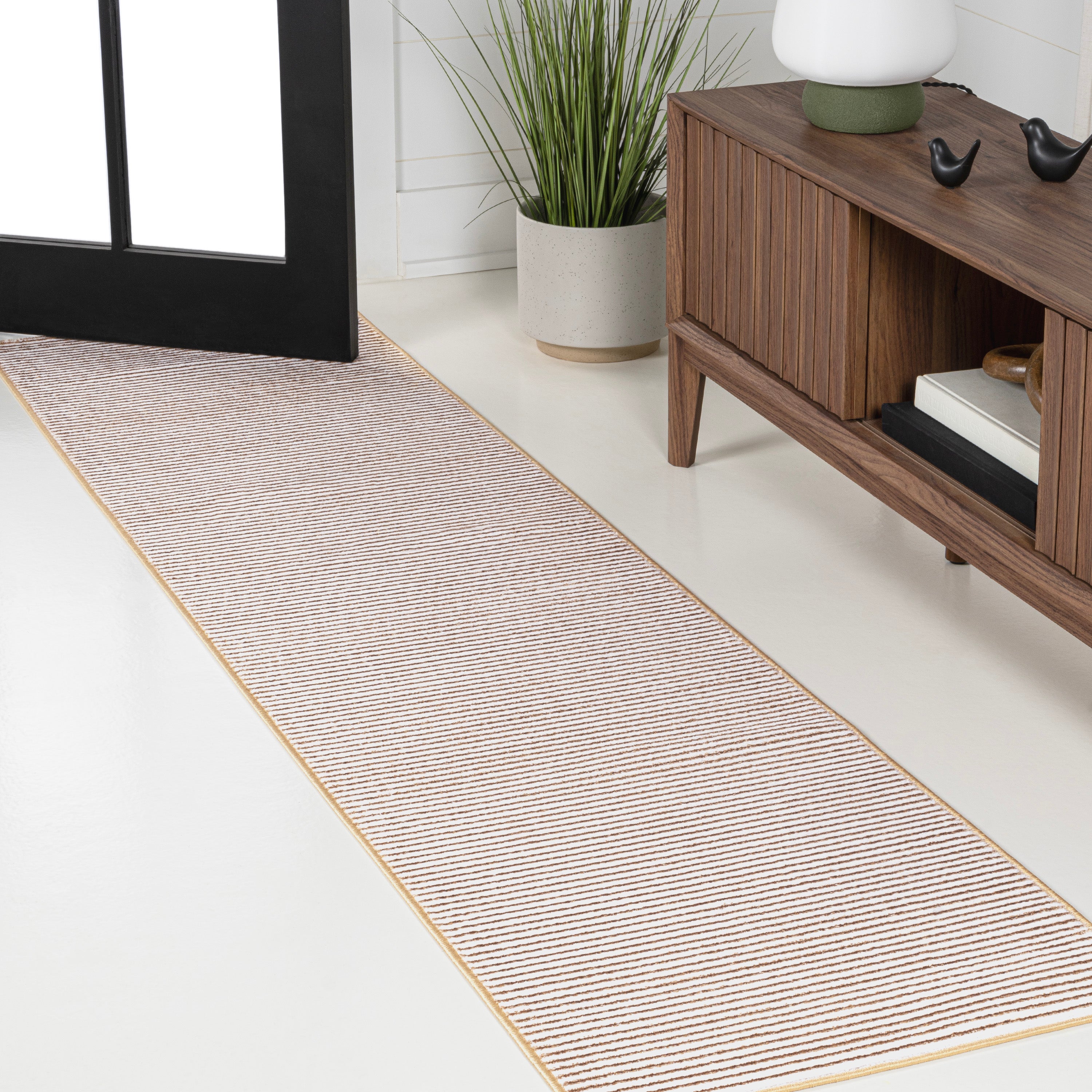 Cole Modern Minimalist Pinstripe High-Low Area Rug