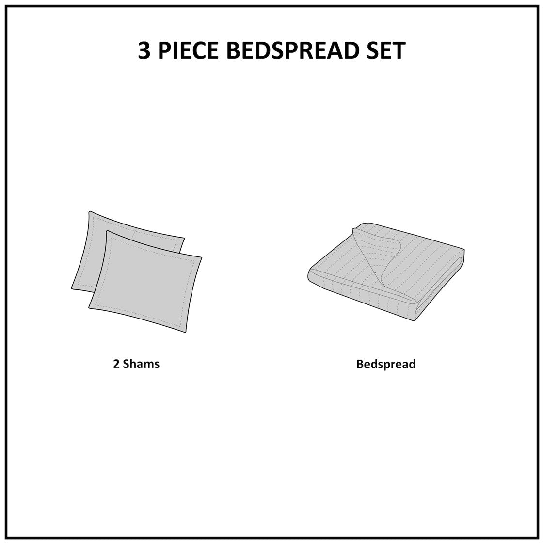 3 Piece Tufted Cotton Chenille Bedspread Set