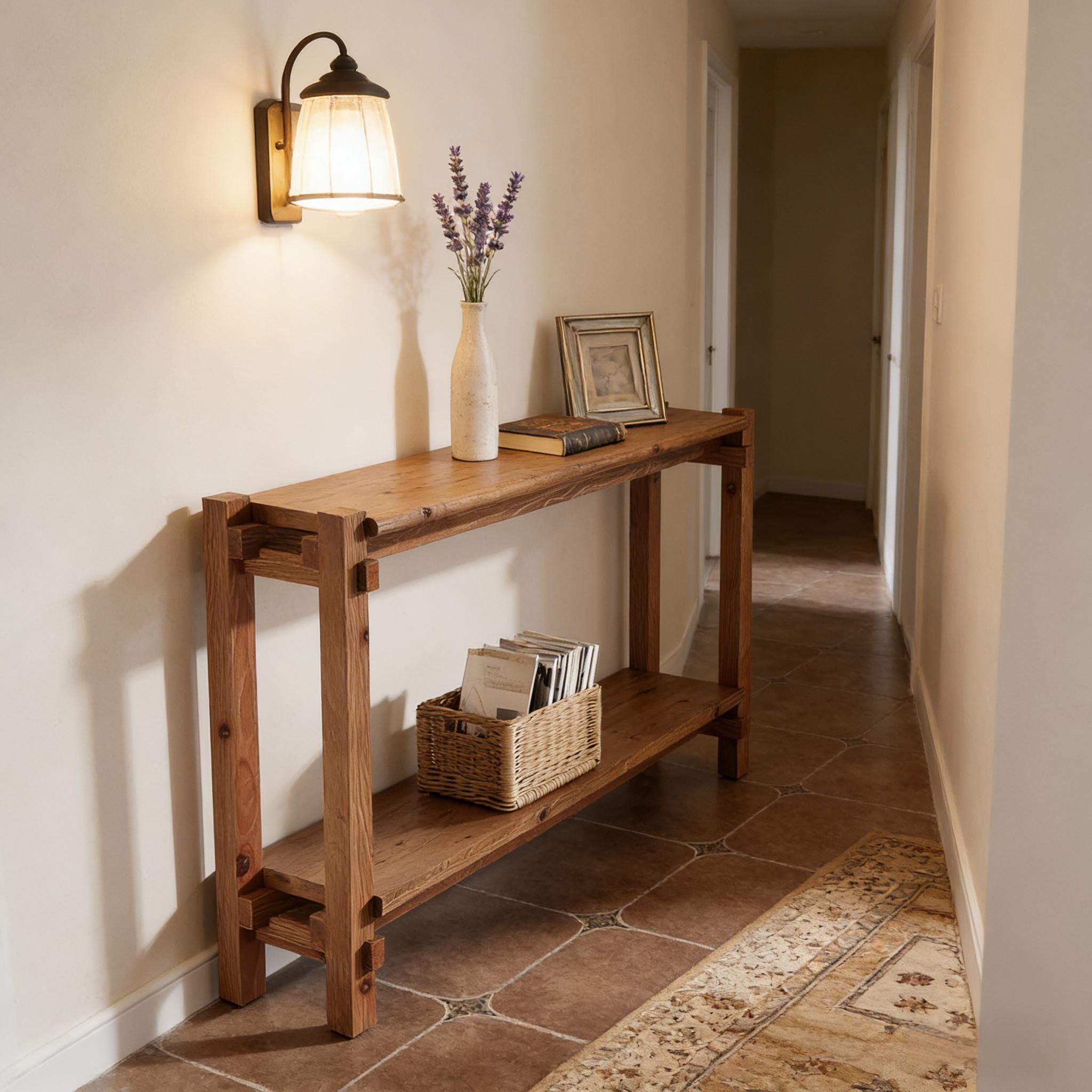 Boone 2-Tier Rustic Wood Entryway Console Table
