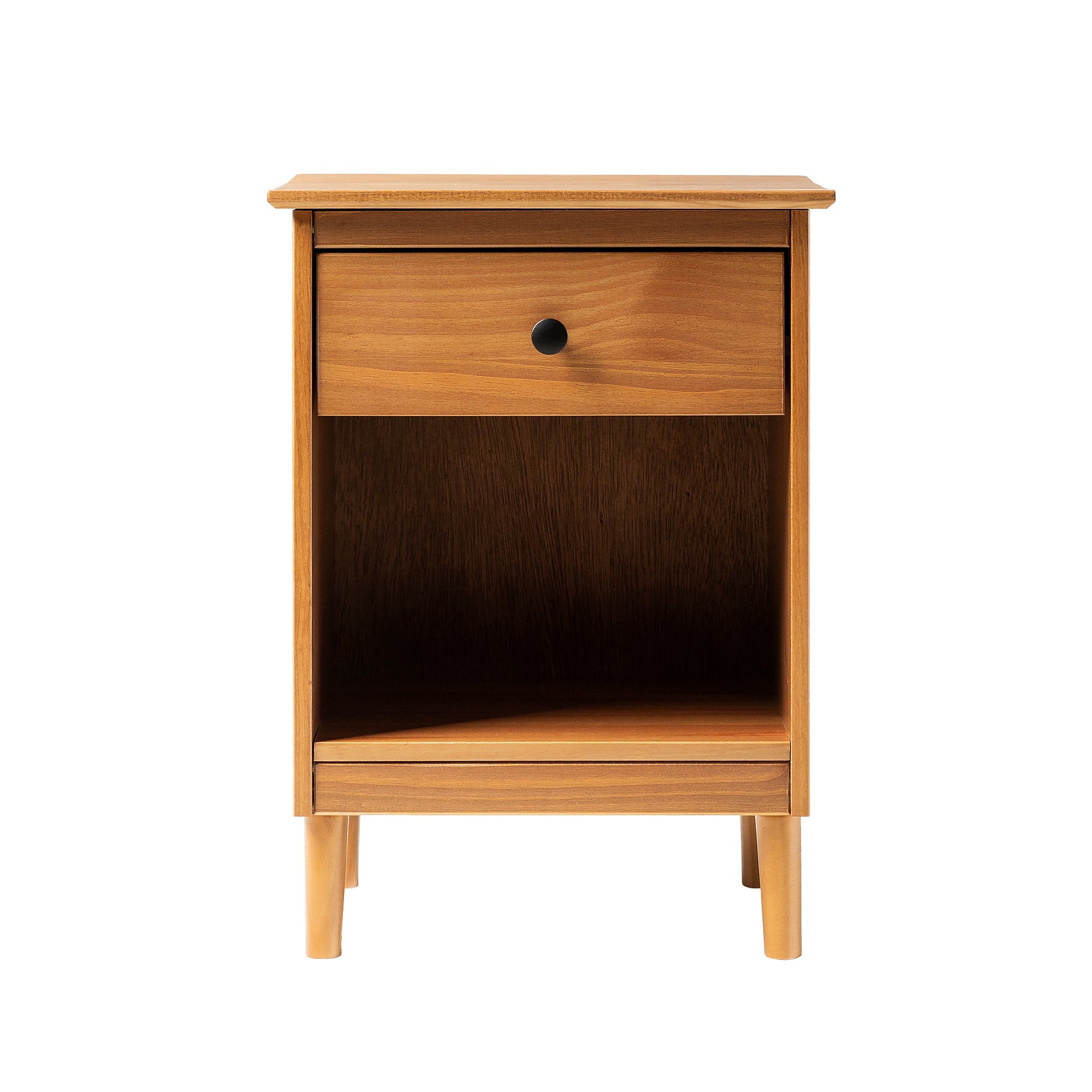 1-Drawer Solid Wood Nightstand with Cubby - Nightstands