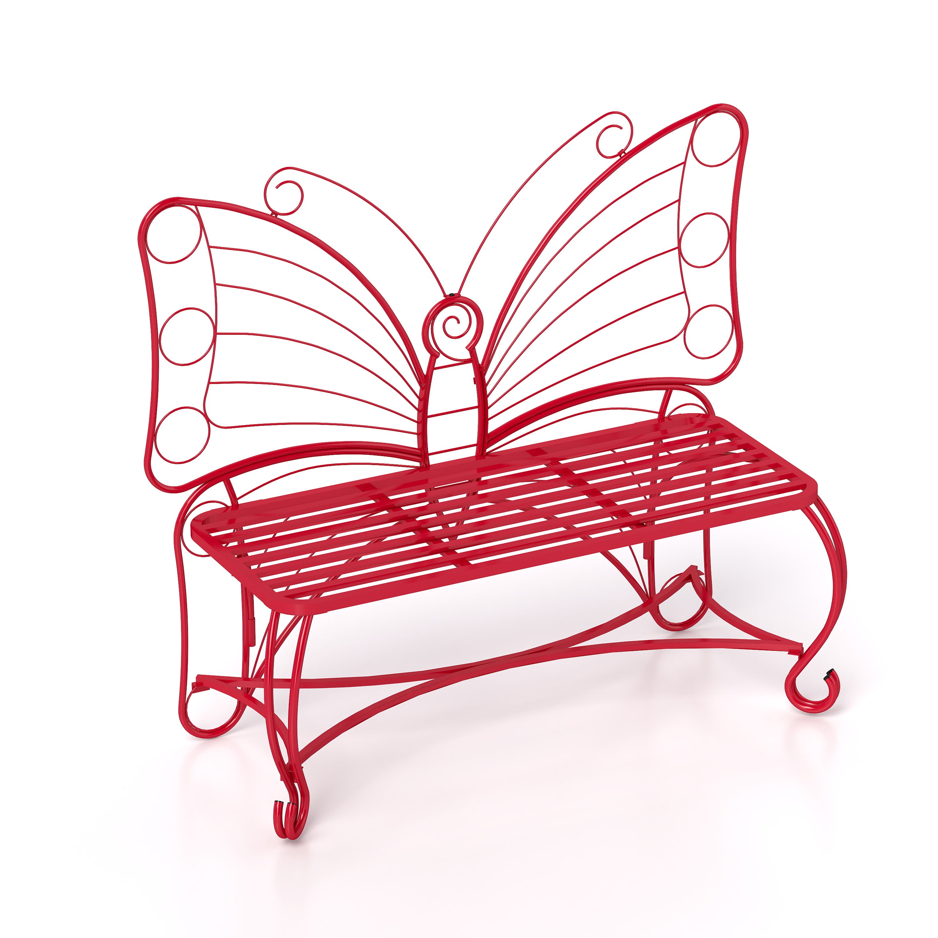 Monazite Outdoor Bench with Butterfly Back Design and Metal Frame