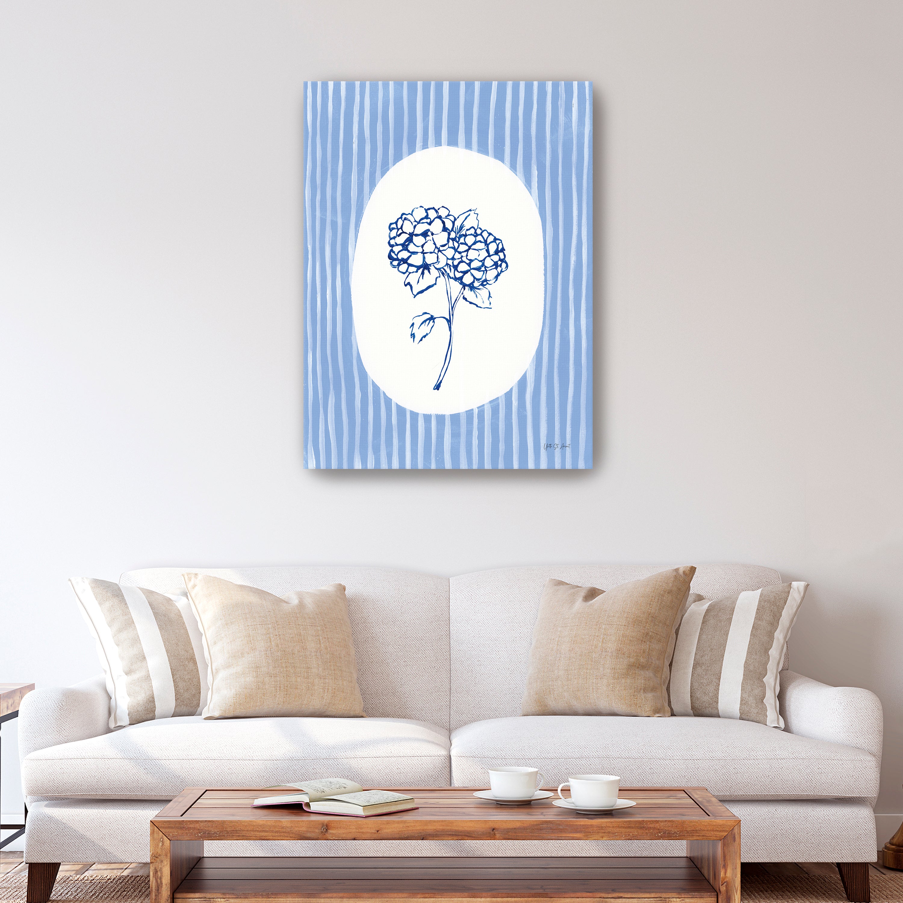 Striped Floral I Canvas Giclee