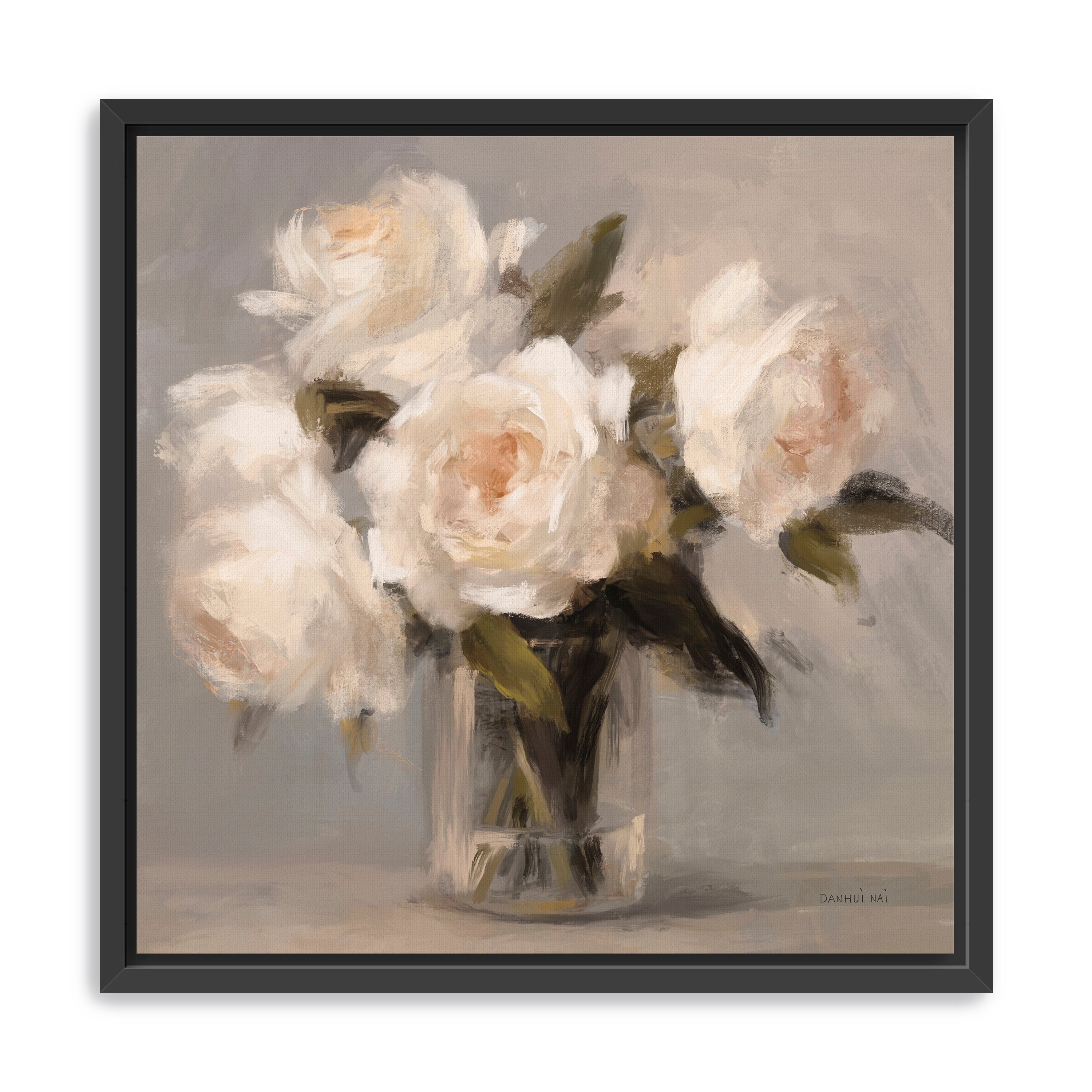Painterly White Roses Canvas Giclee