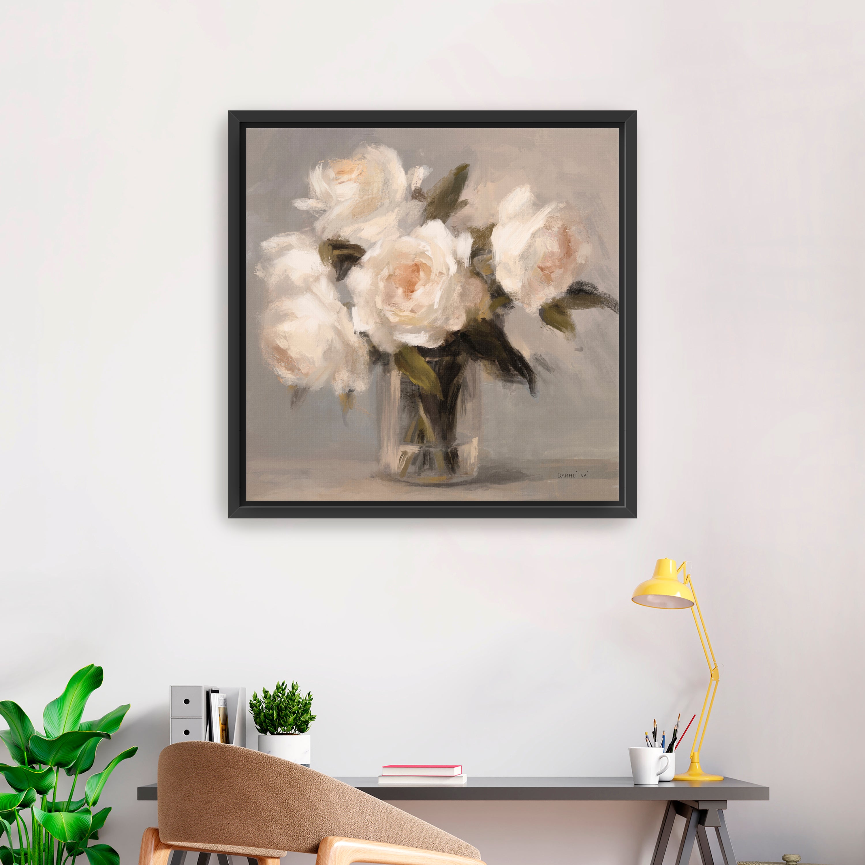 Painterly White Roses Canvas Giclee