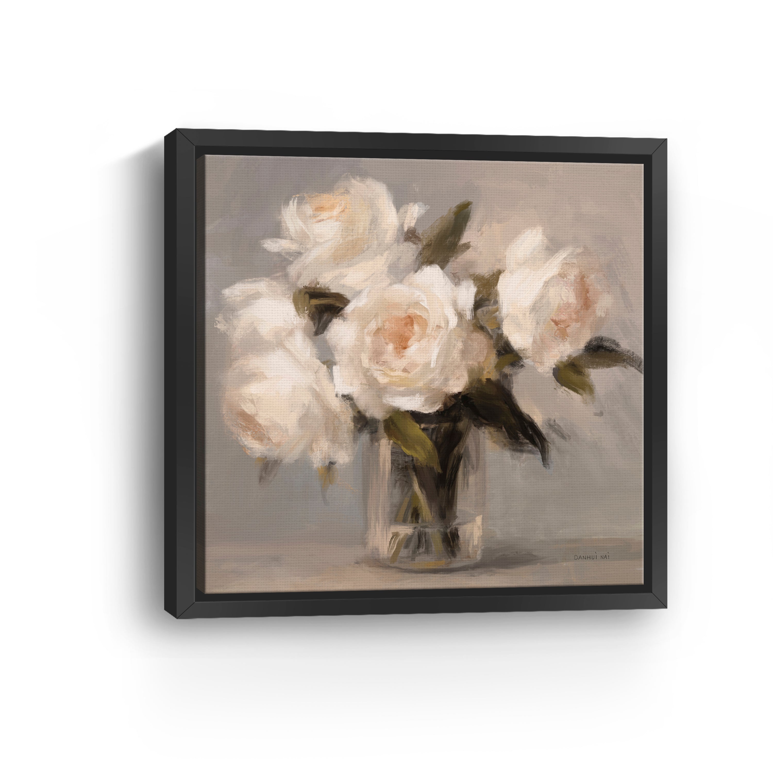 Painterly White Roses Canvas Giclee