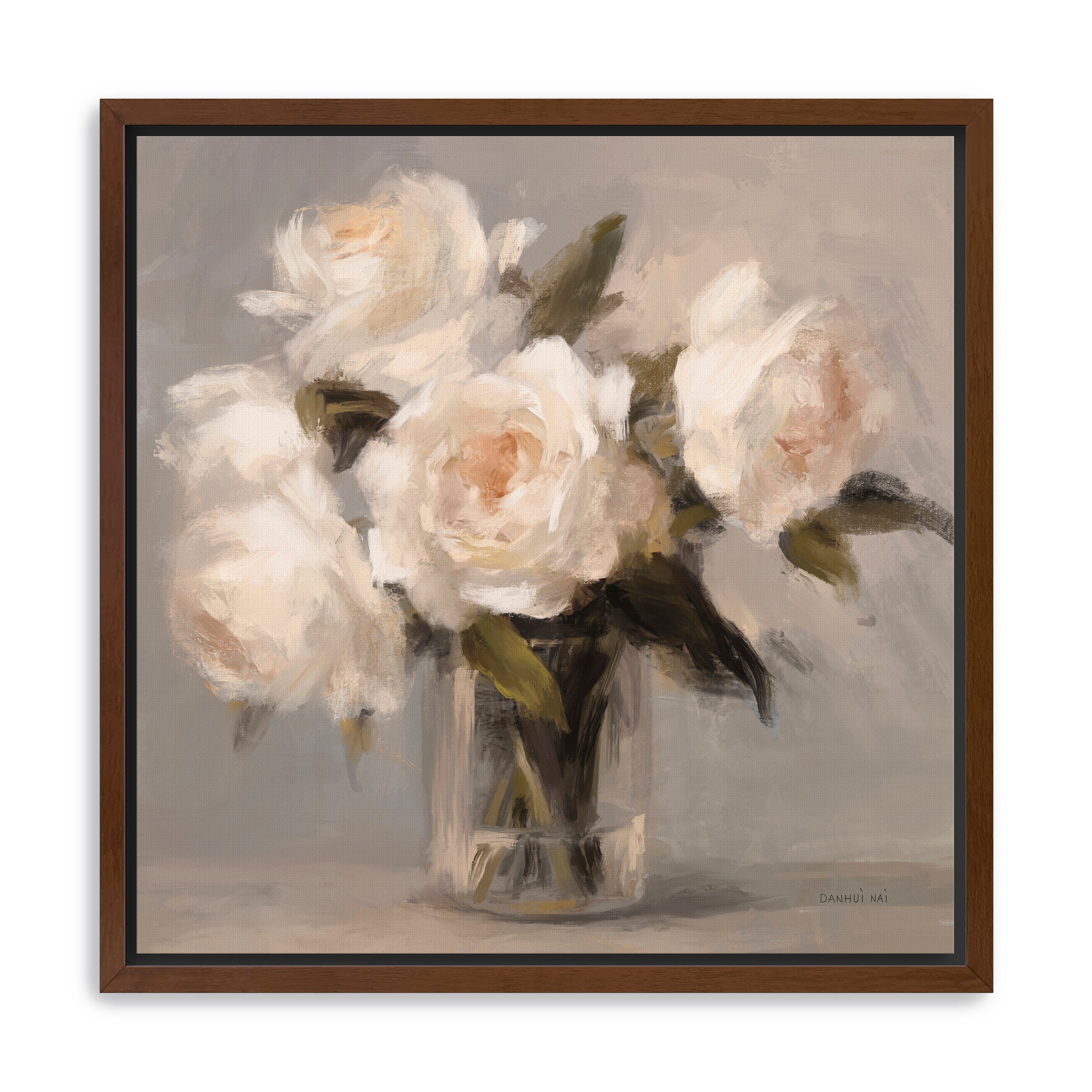 Painterly White Roses Canvas Giclee
