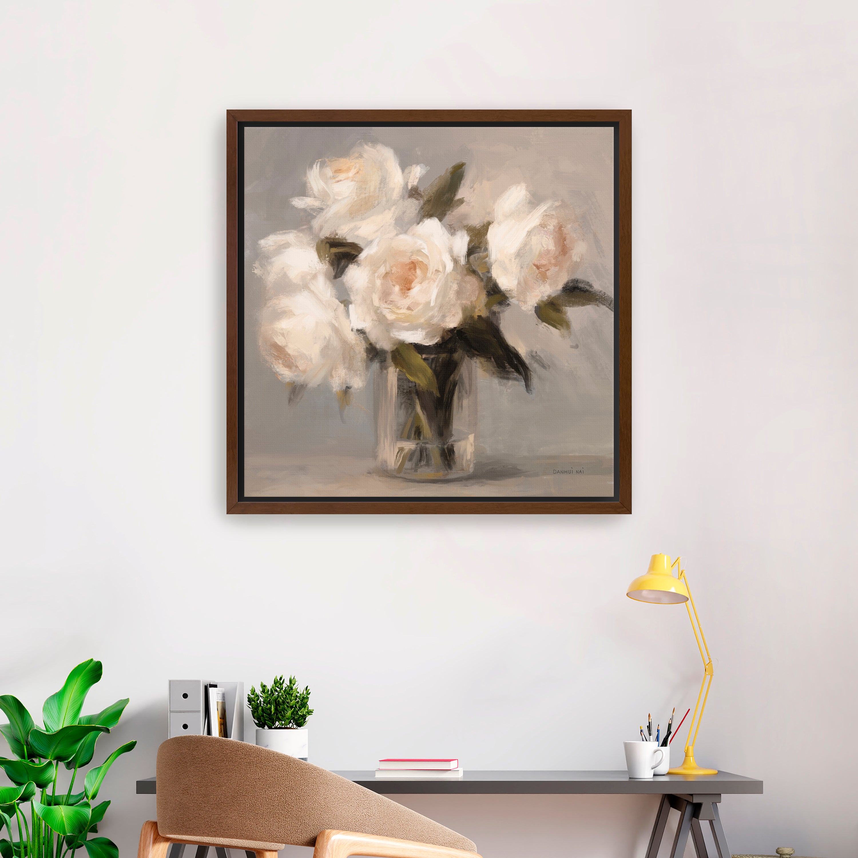 Painterly White Roses Canvas Giclee