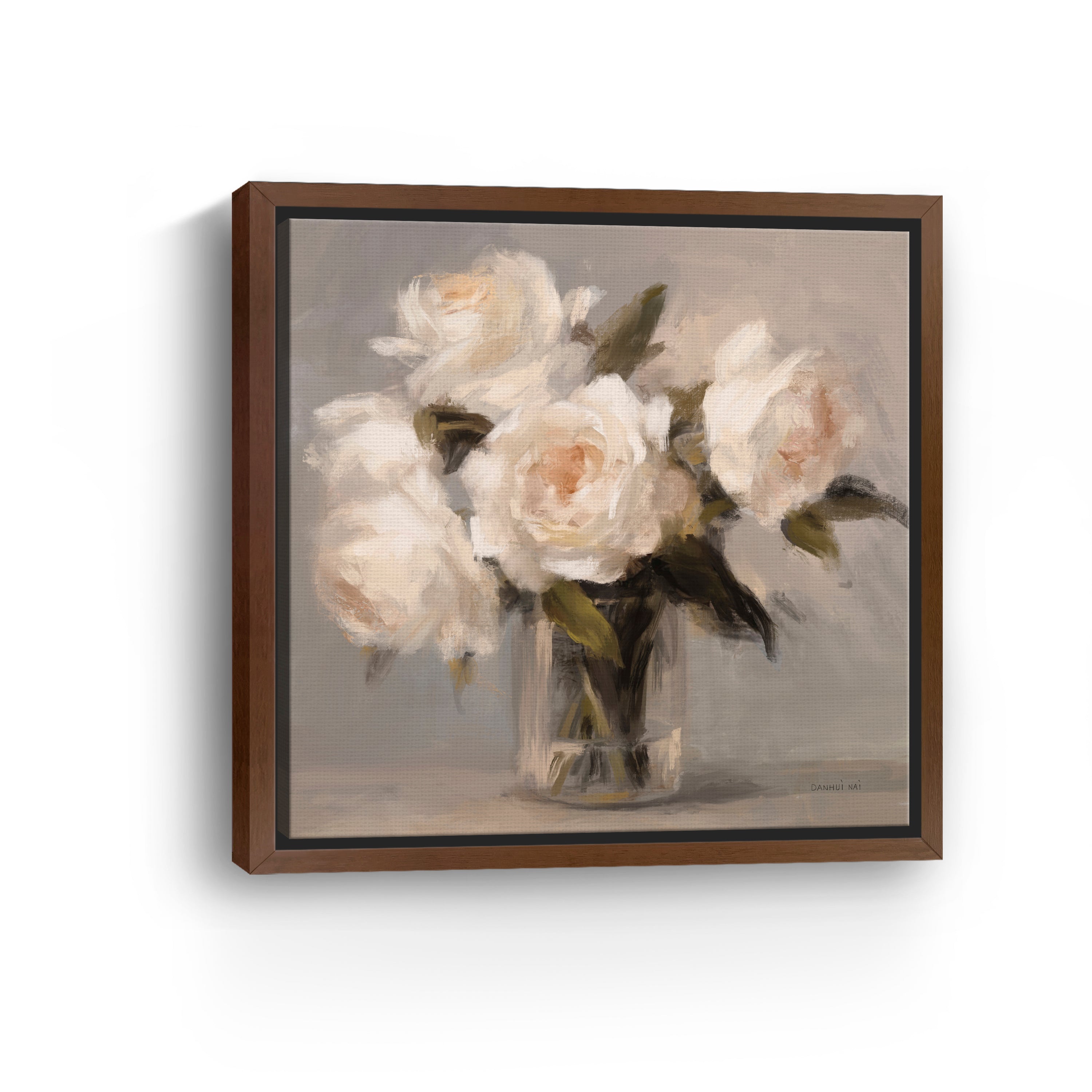 Painterly White Roses Canvas Giclee