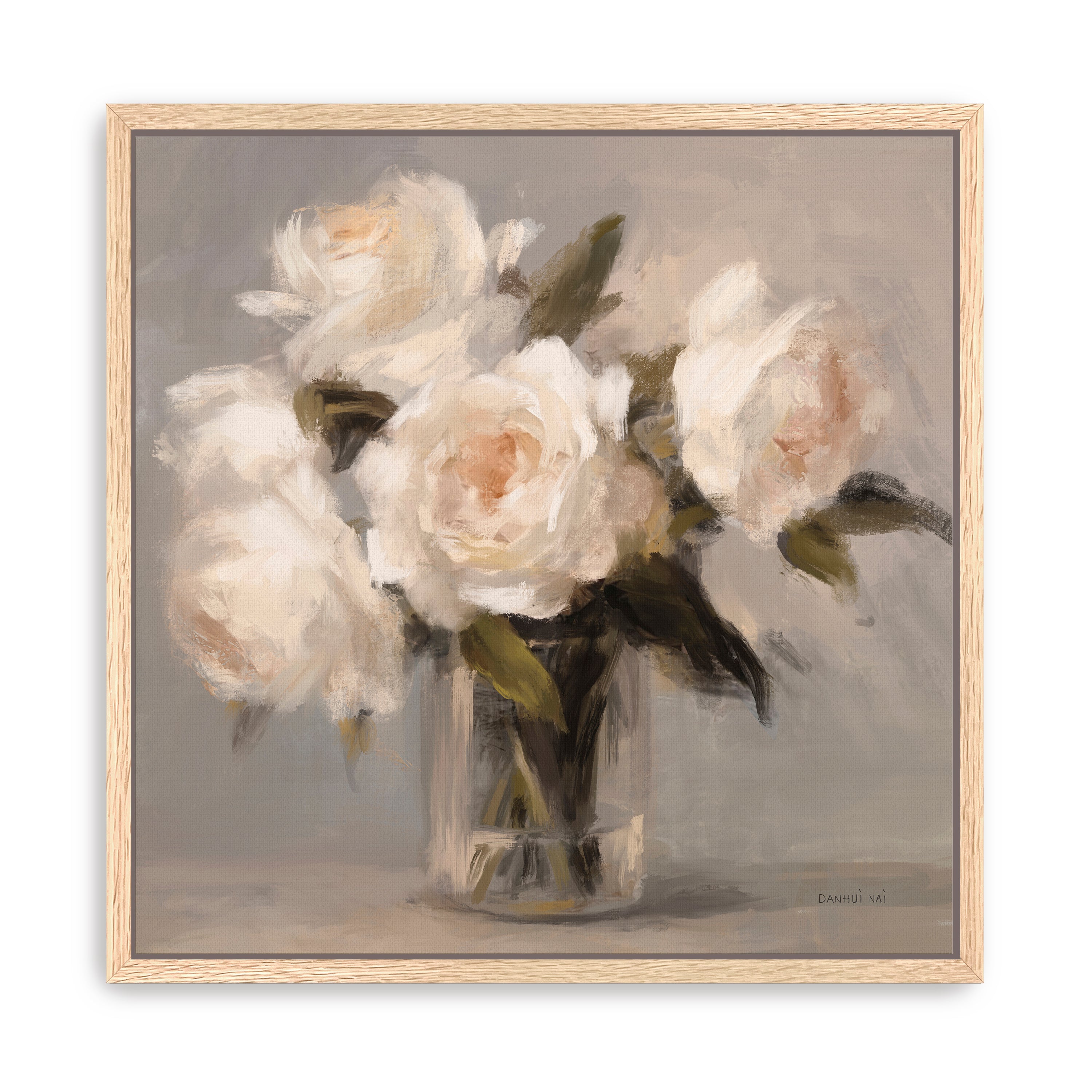 Painterly White Roses Canvas Giclee