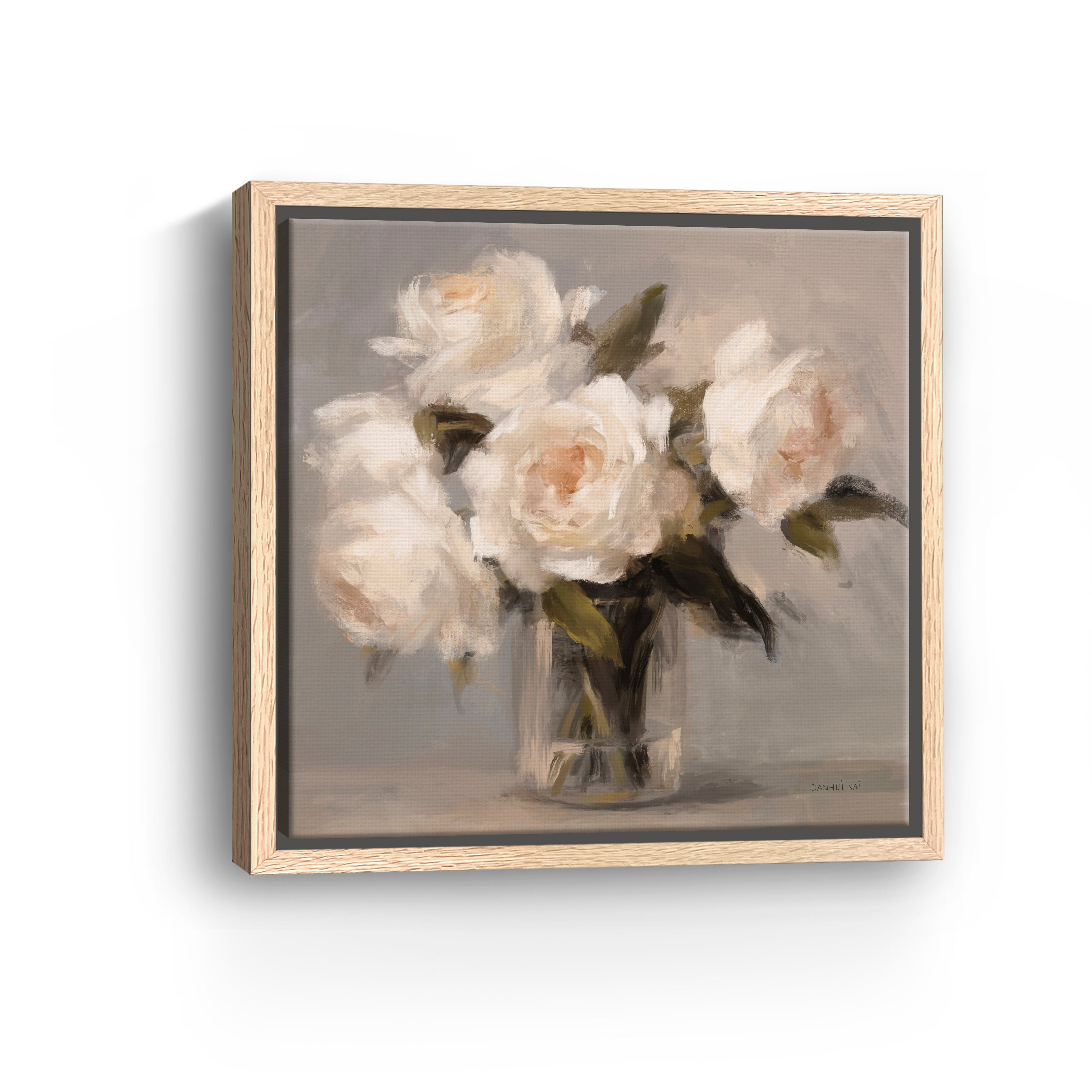 Painterly White Roses Canvas Giclee