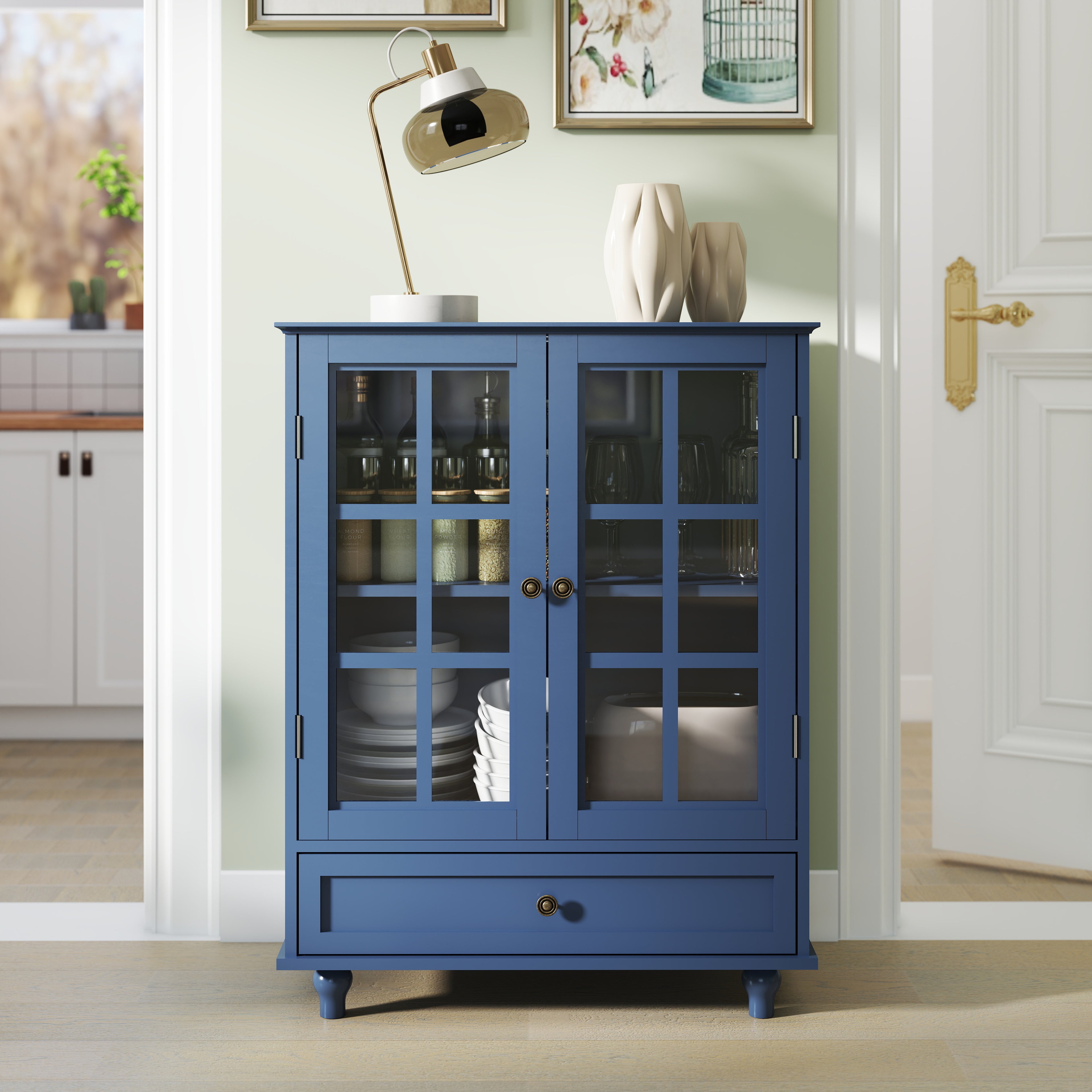 Double Glass Door Accent Cabinet