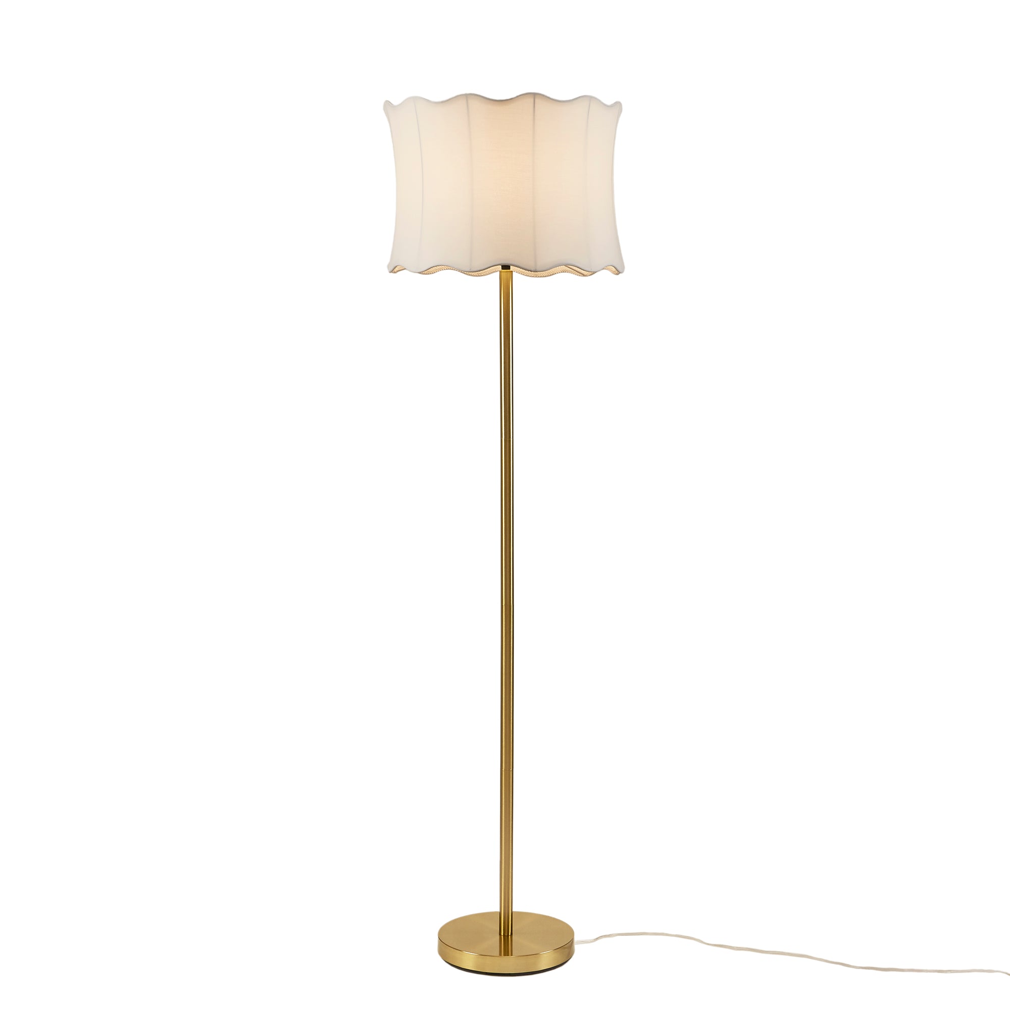Textured Ceramic Floor Lamp with Fluted Fabric Shade