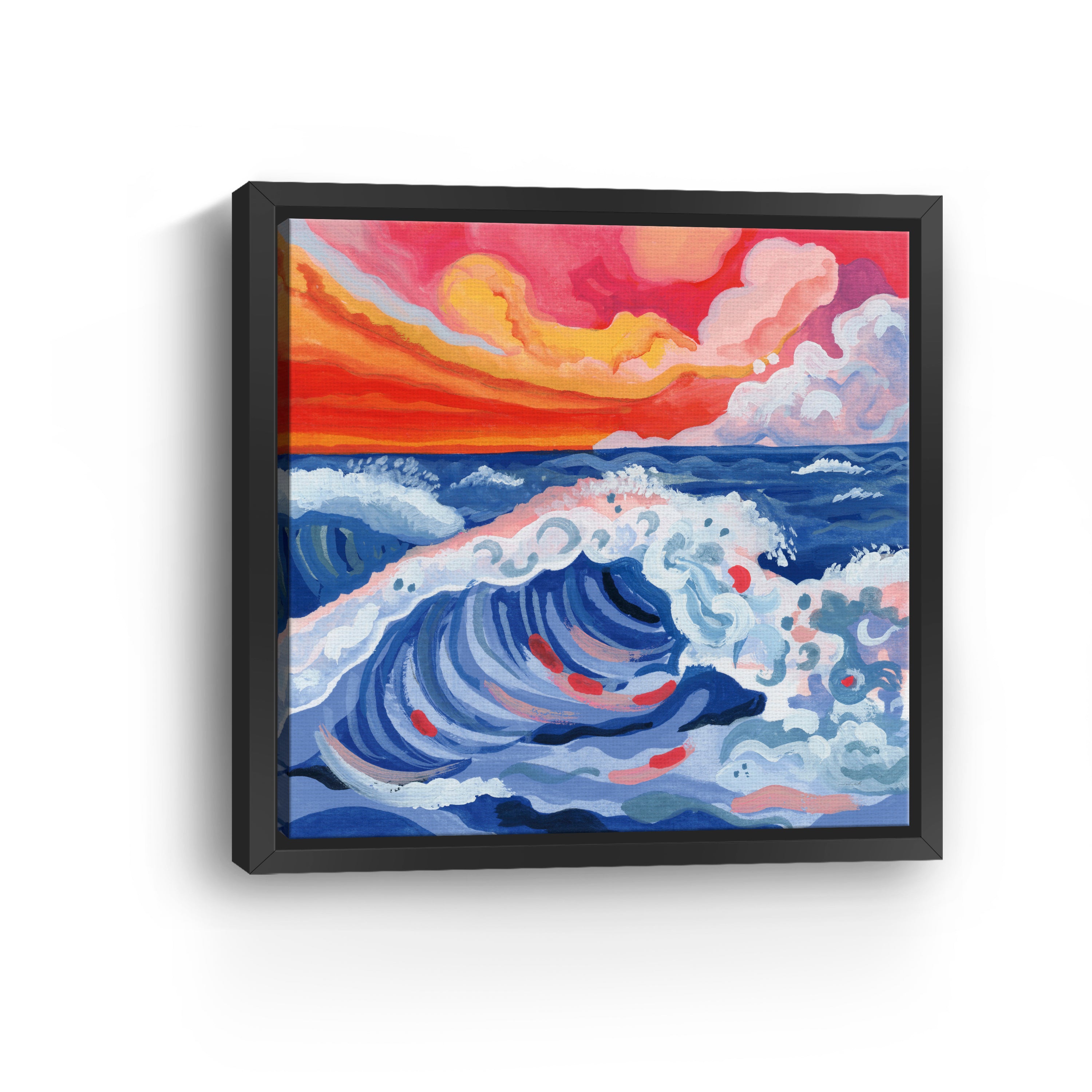 Waves Crashing with Sunset Canvas Giclee