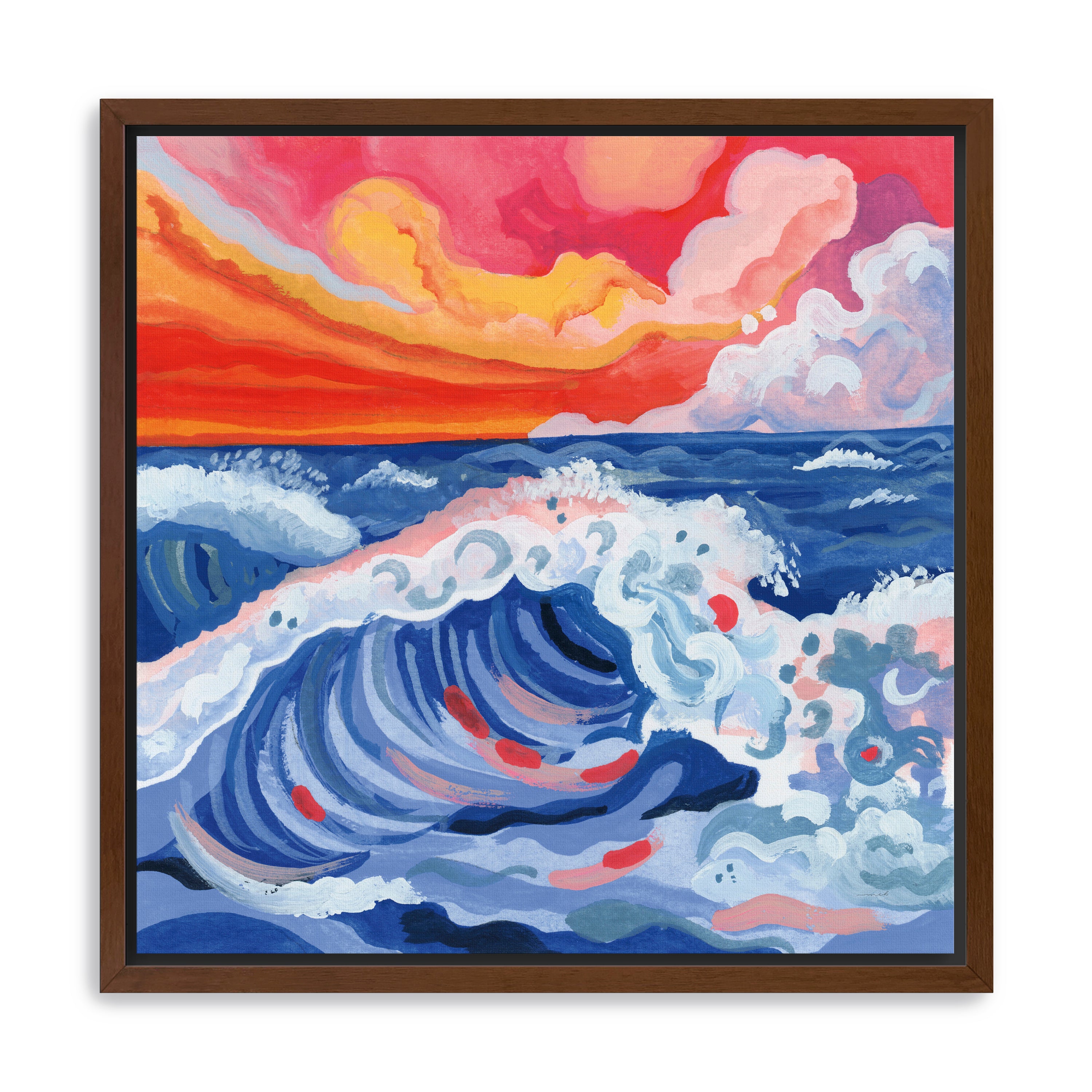 Waves Crashing with Sunset Canvas Giclee