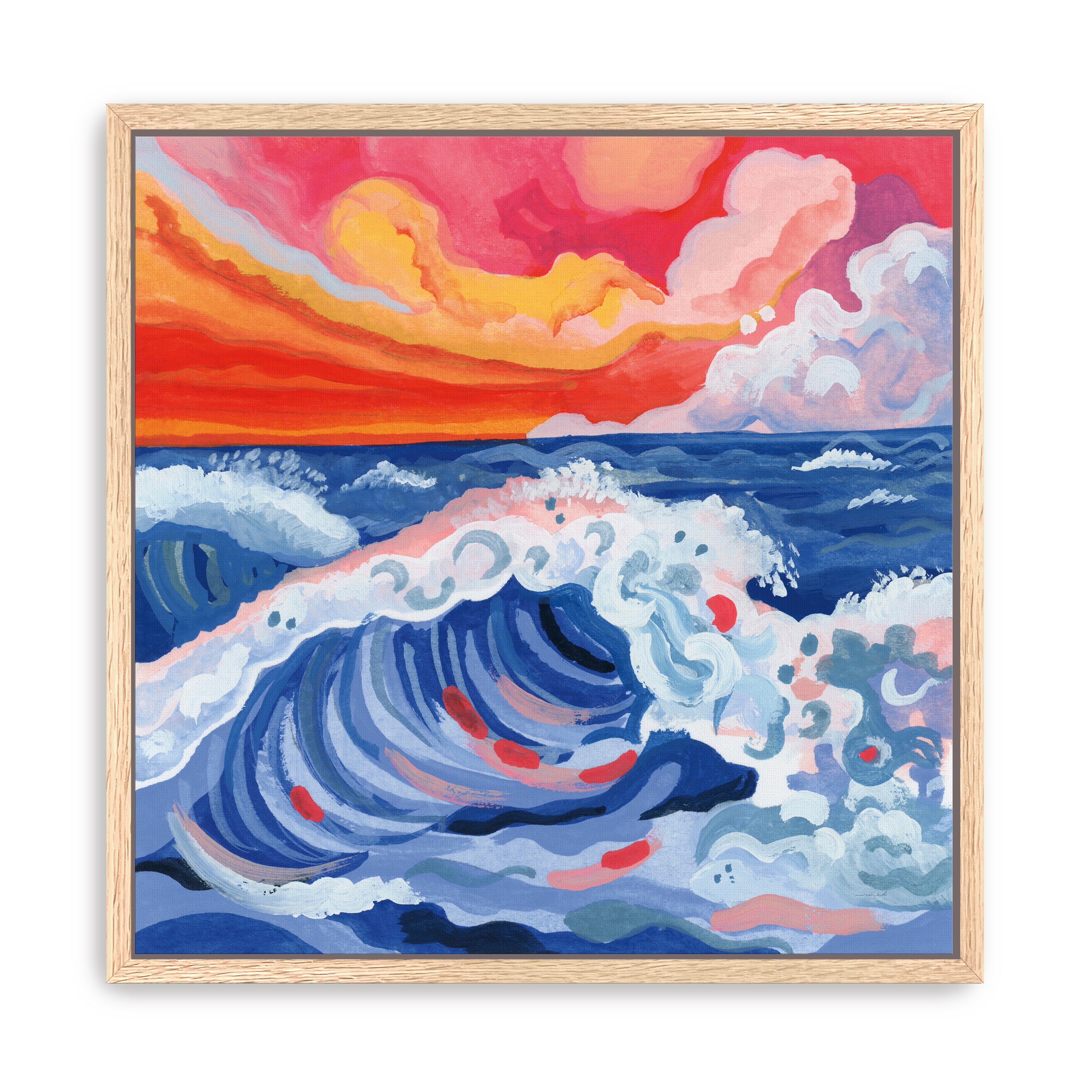 Waves Crashing with Sunset Canvas Giclee