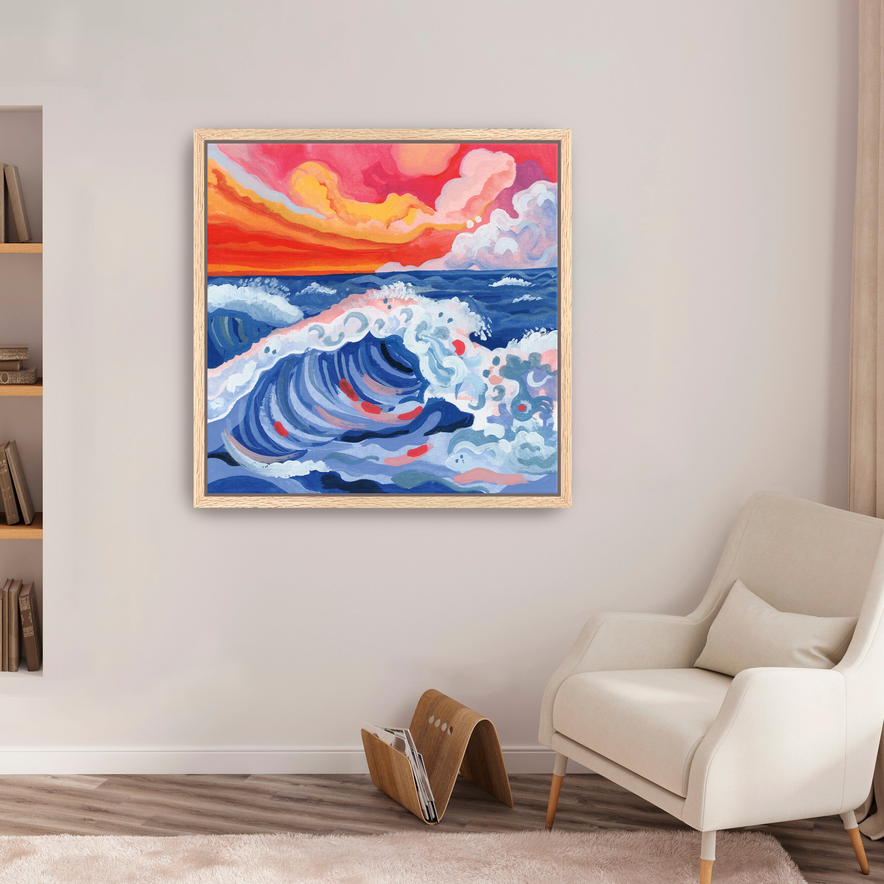 Waves Crashing with Sunset Canvas Giclee