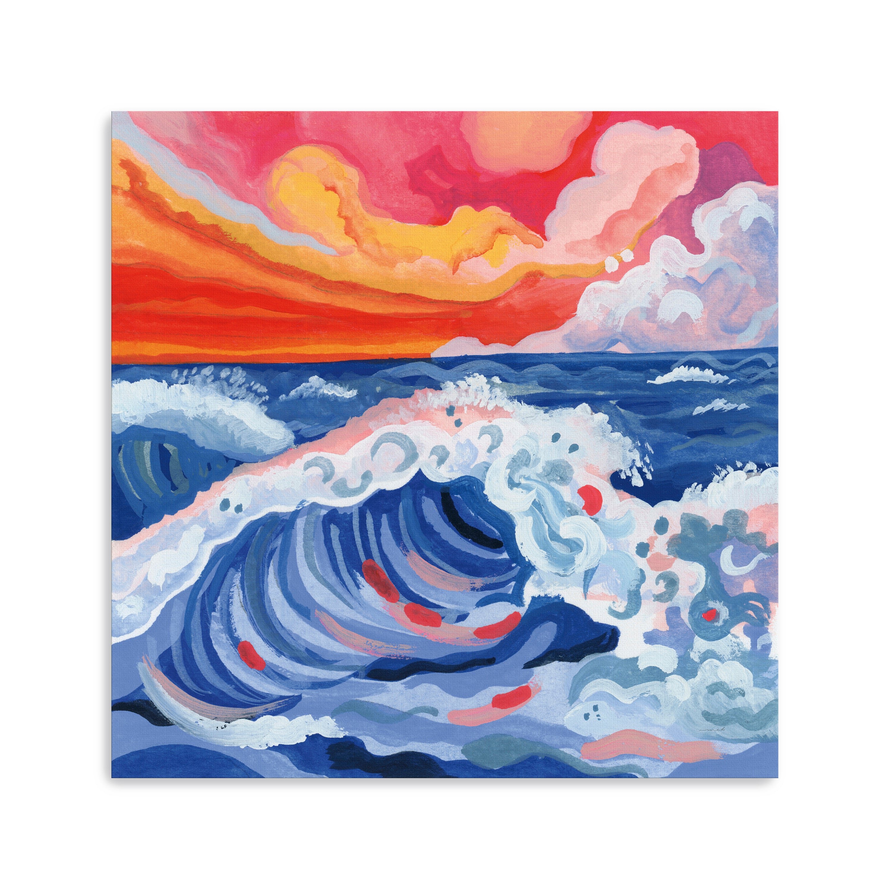 Waves Crashing with Sunset Canvas Giclee