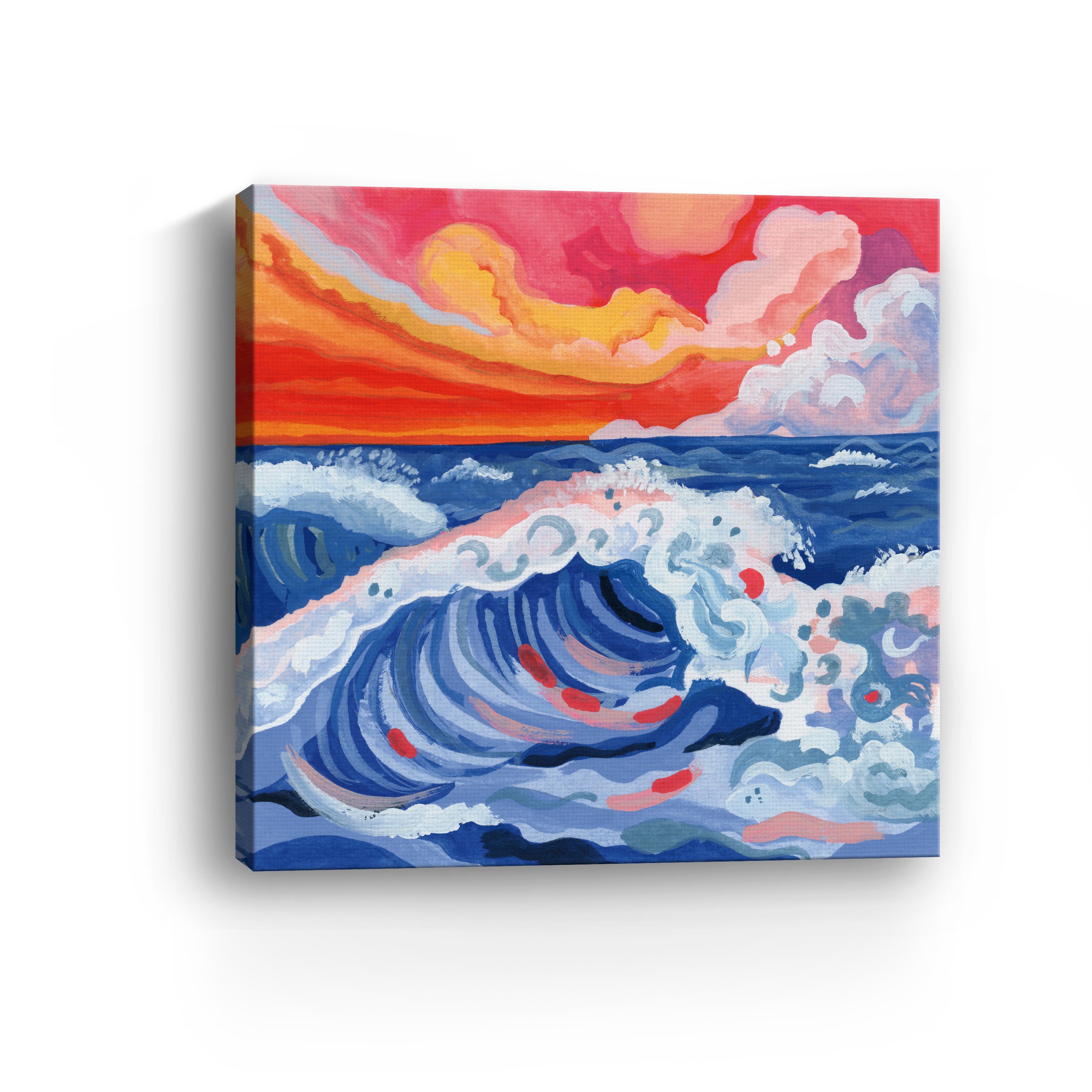 Waves Crashing with Sunset Canvas Giclee