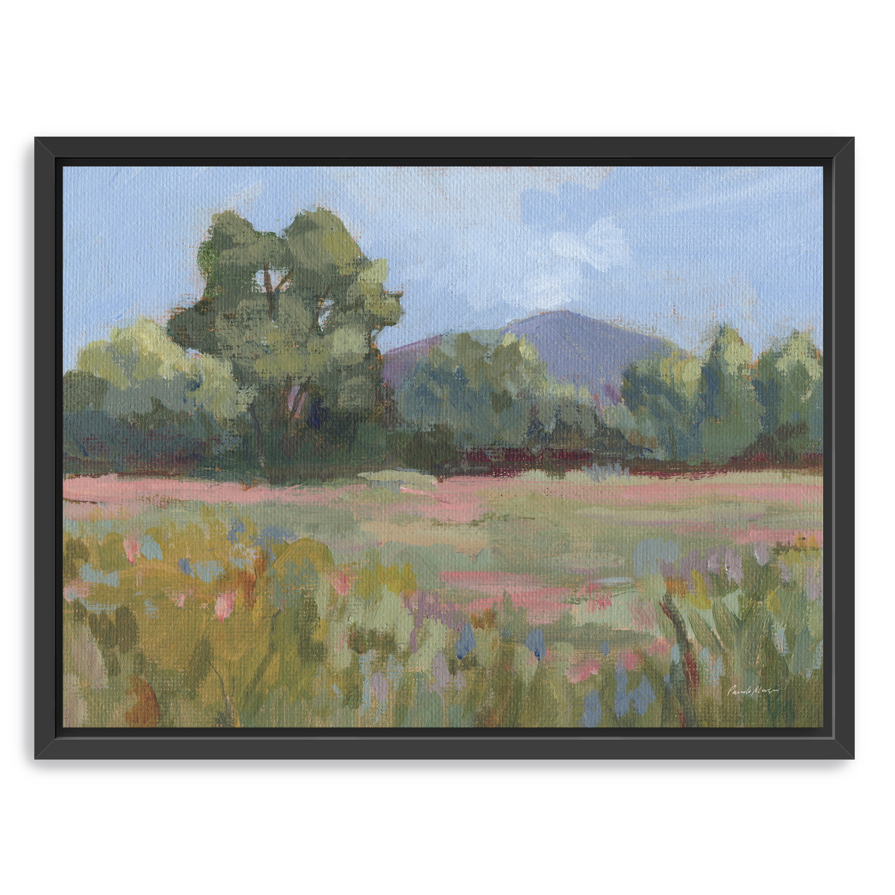 Pink and Green Meadow Canvas Giclee