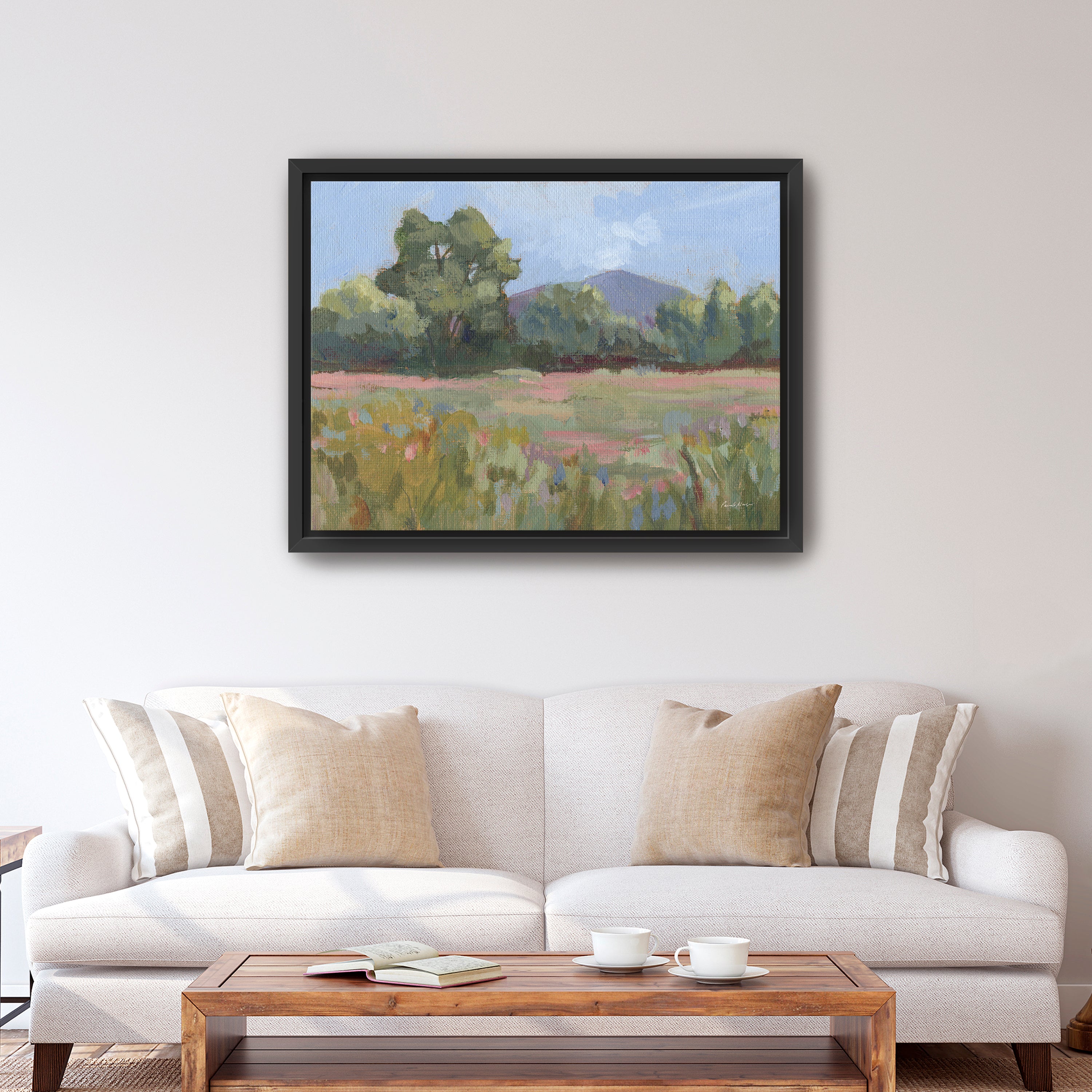 Pink and Green Meadow Canvas Giclee