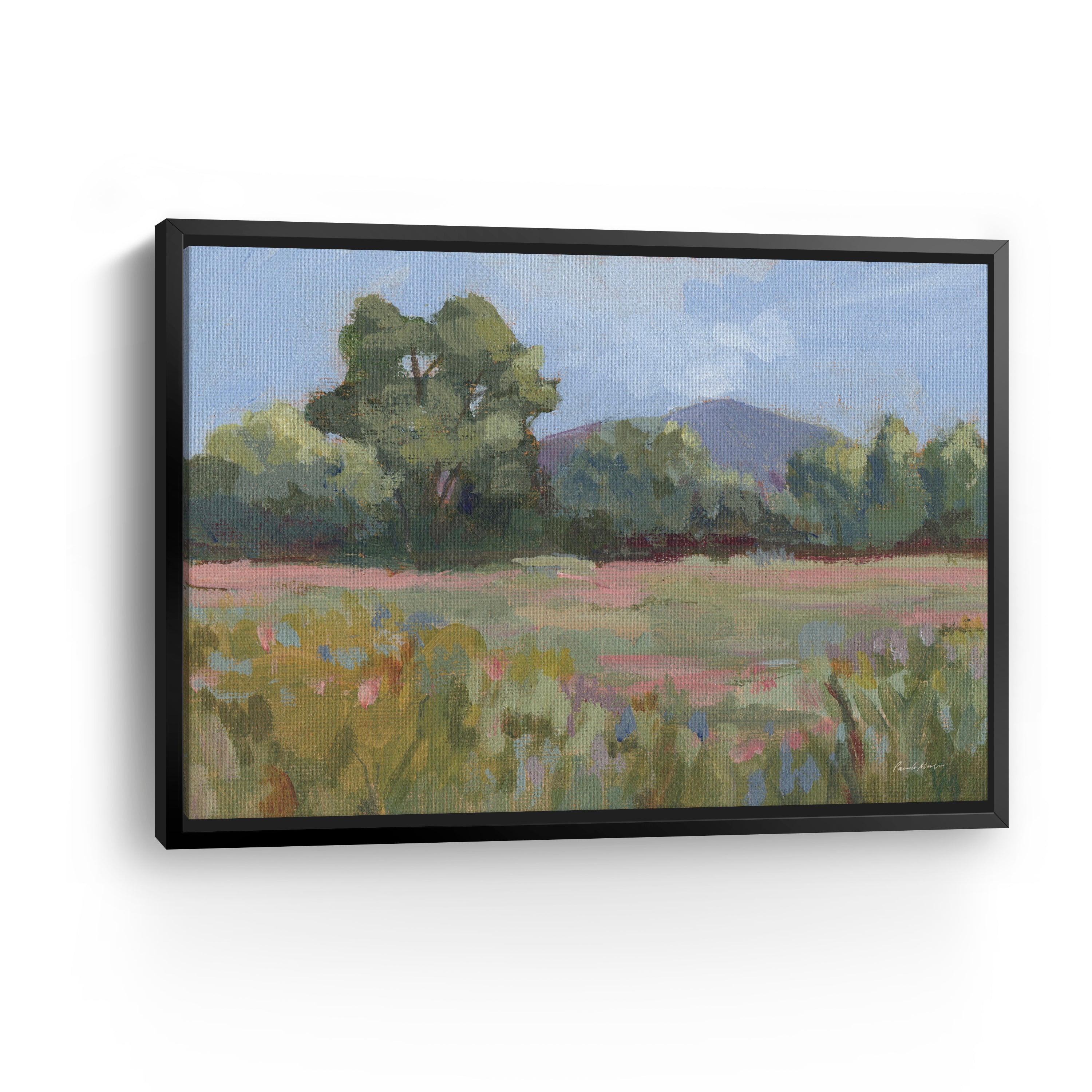 Pink and Green Meadow Canvas Giclee