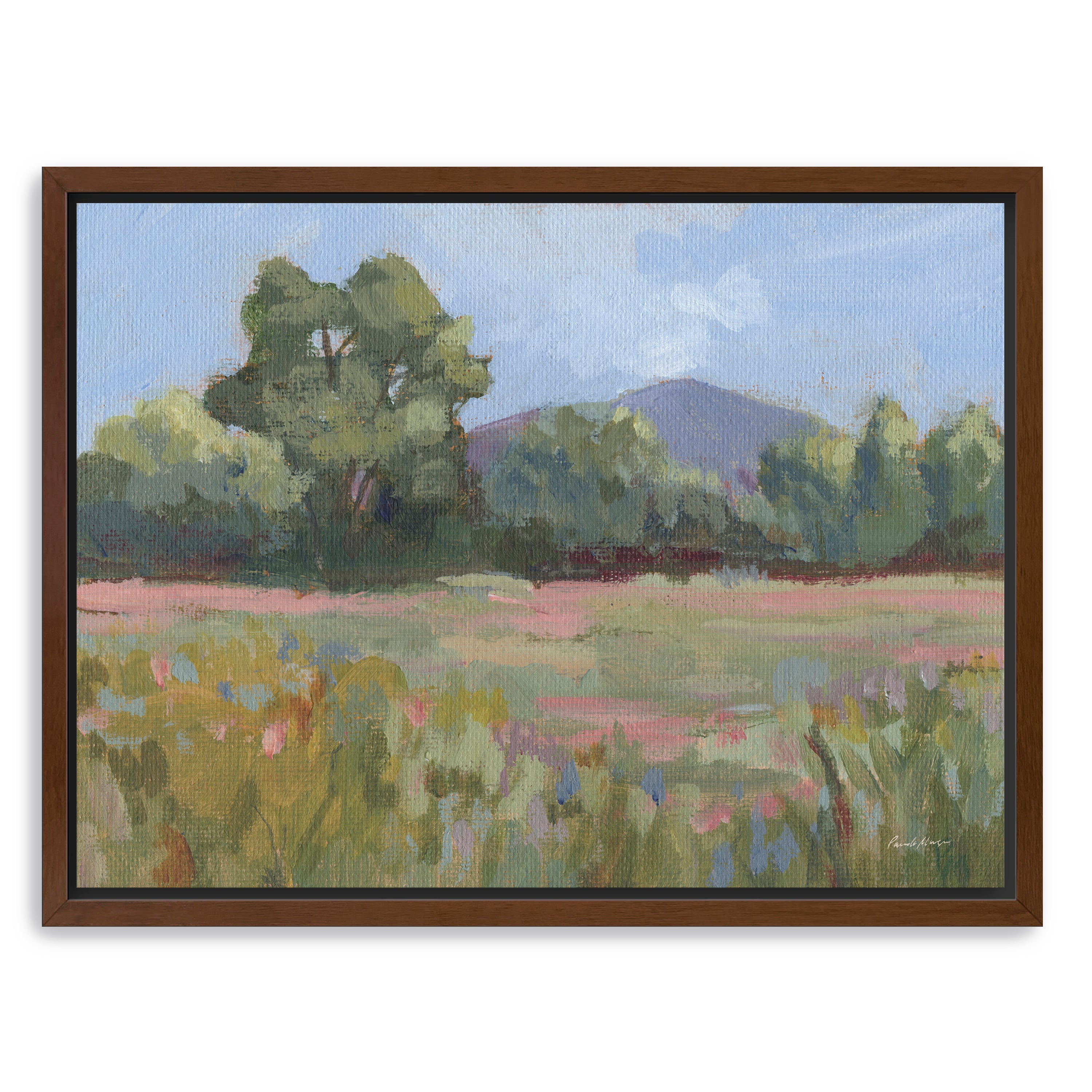 Pink and Green Meadow Canvas Giclee