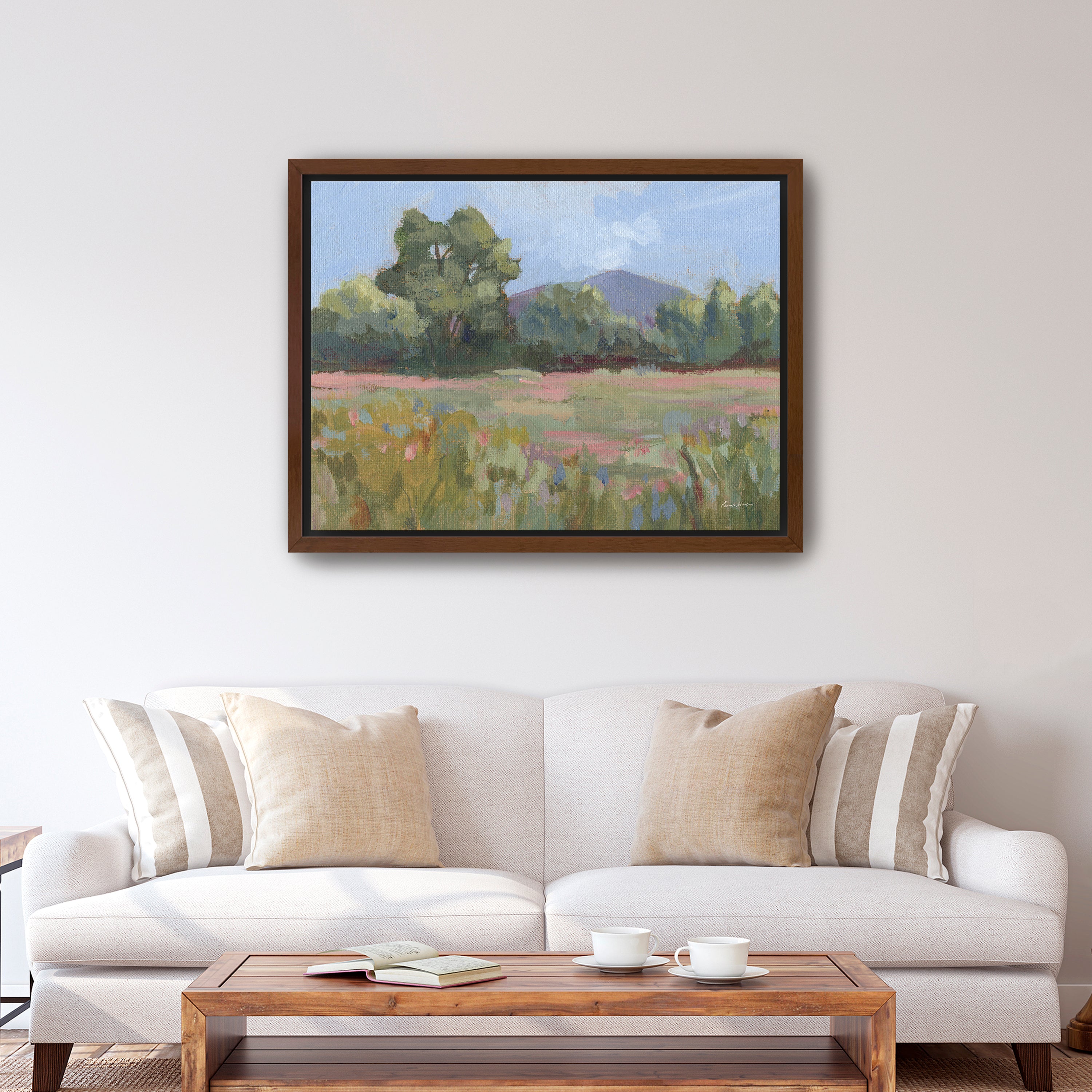 Pink and Green Meadow Canvas Giclee