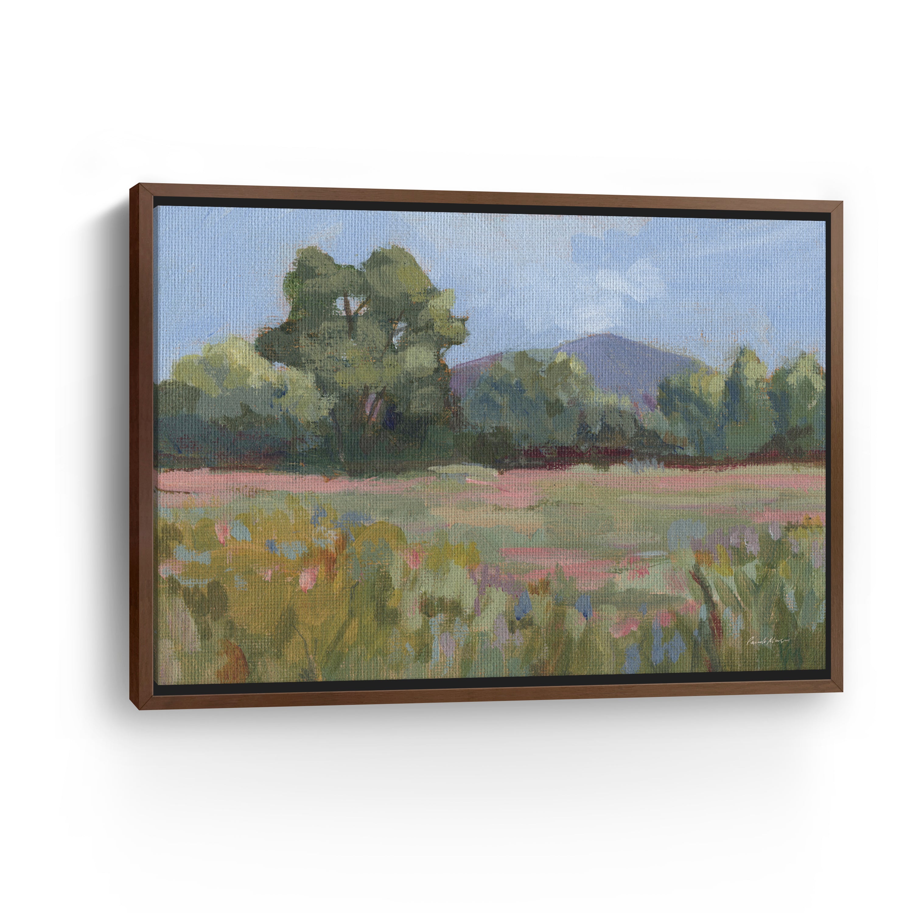Pink and Green Meadow Canvas Giclee
