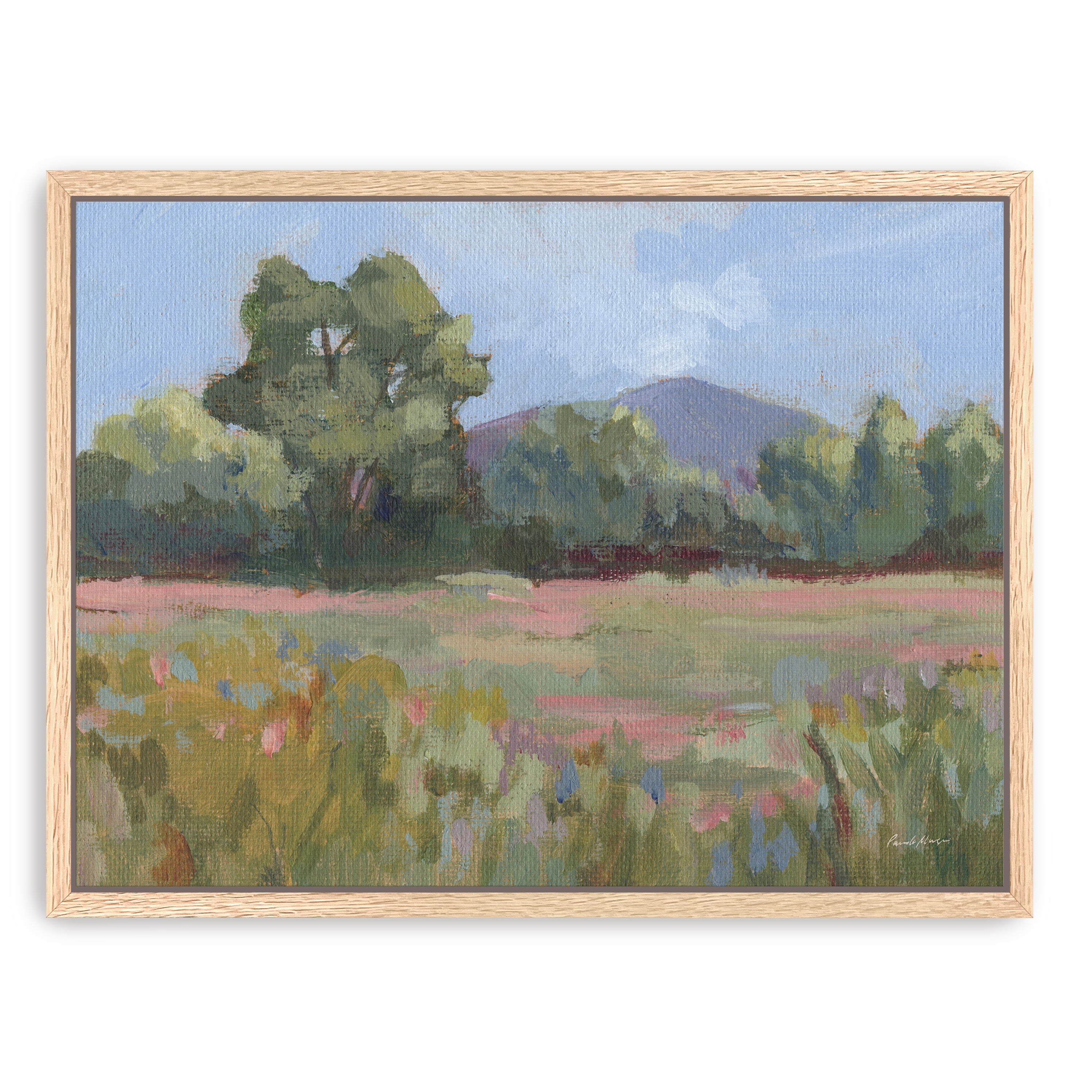 Pink and Green Meadow Canvas Giclee