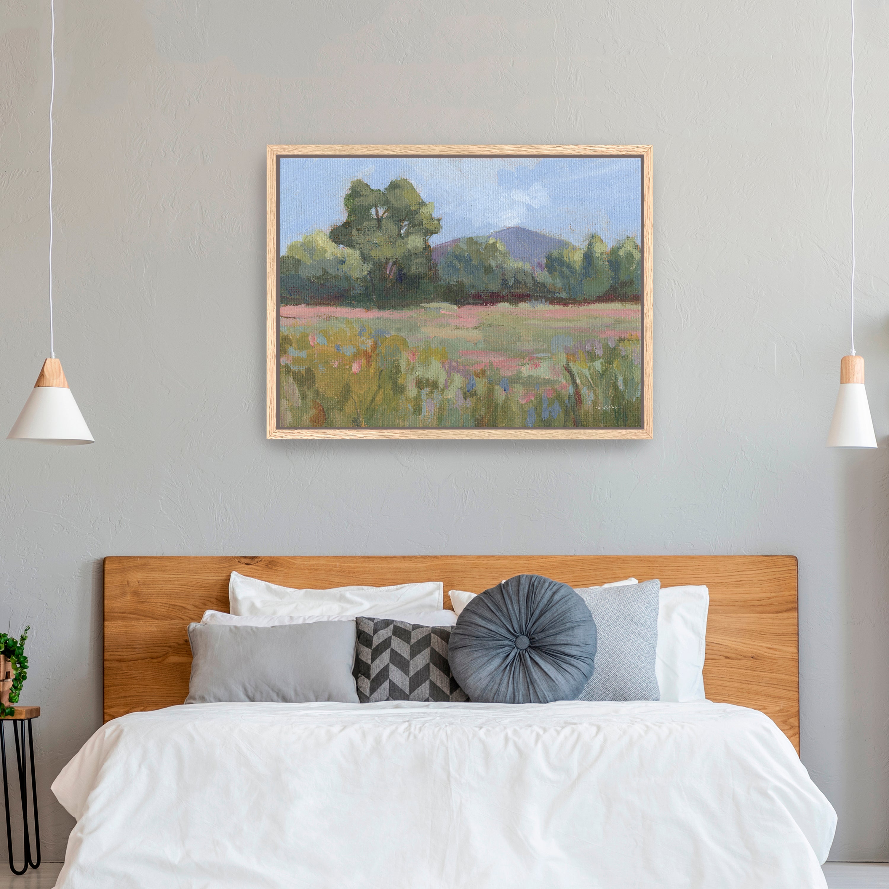 Pink and Green Meadow Canvas Giclee