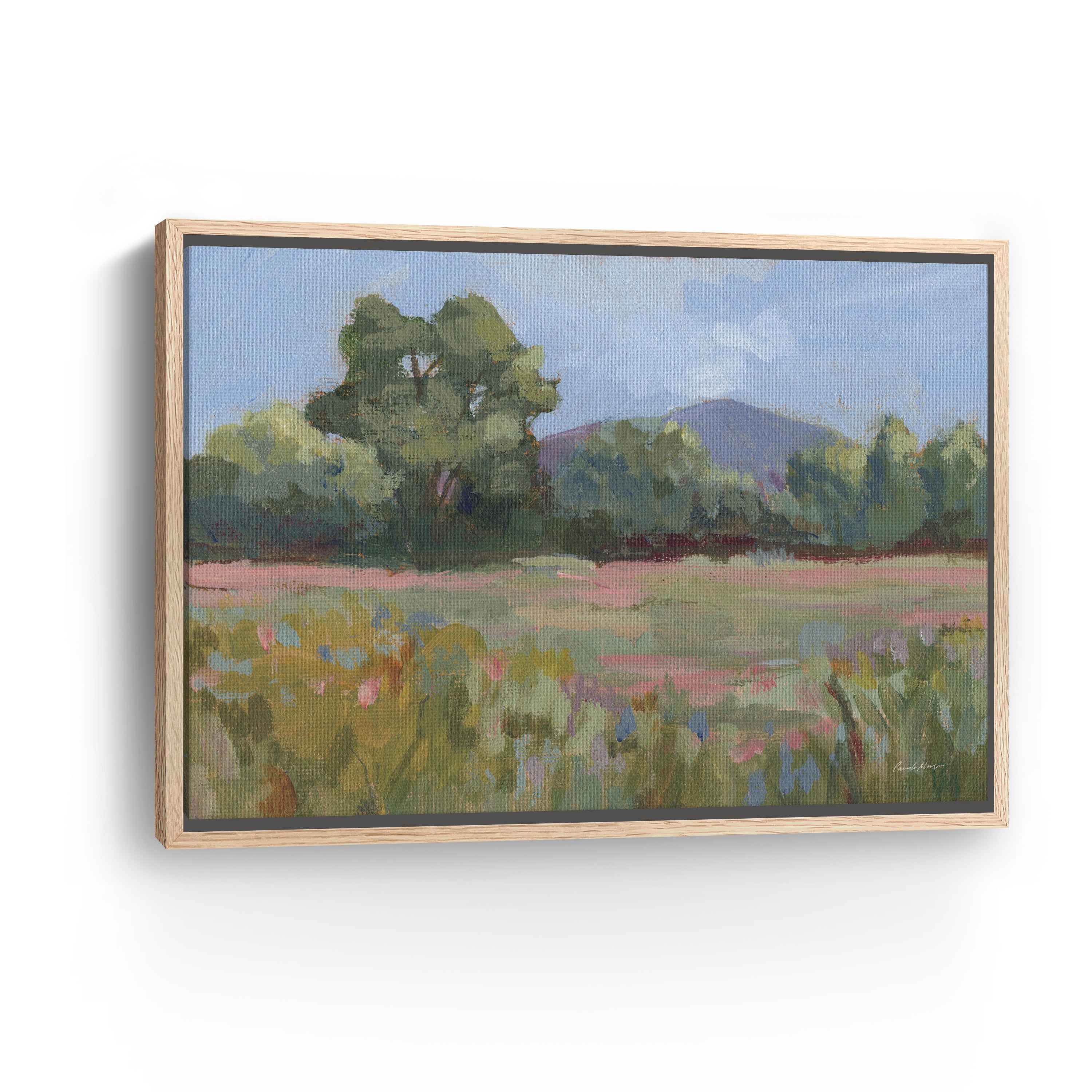 Pink and Green Meadow Canvas Giclee