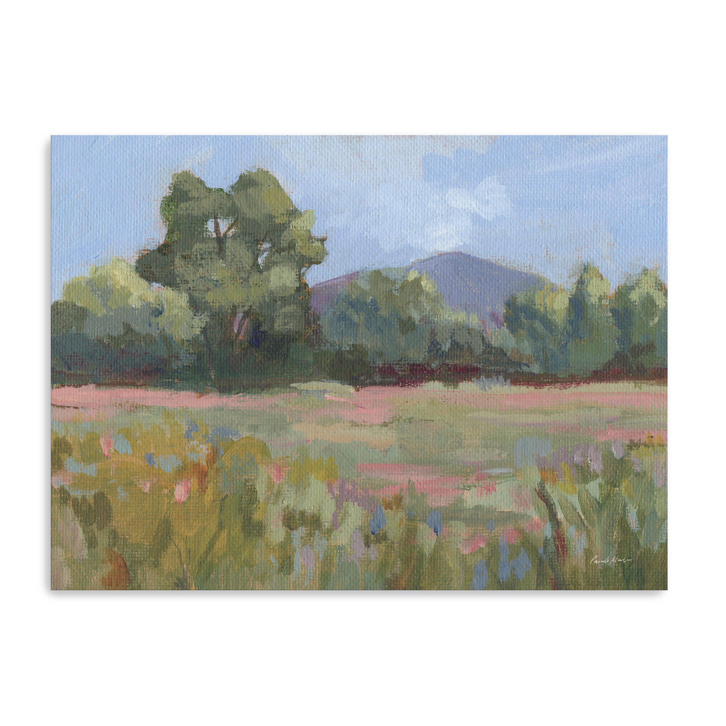 Pink and Green Meadow Canvas Giclee