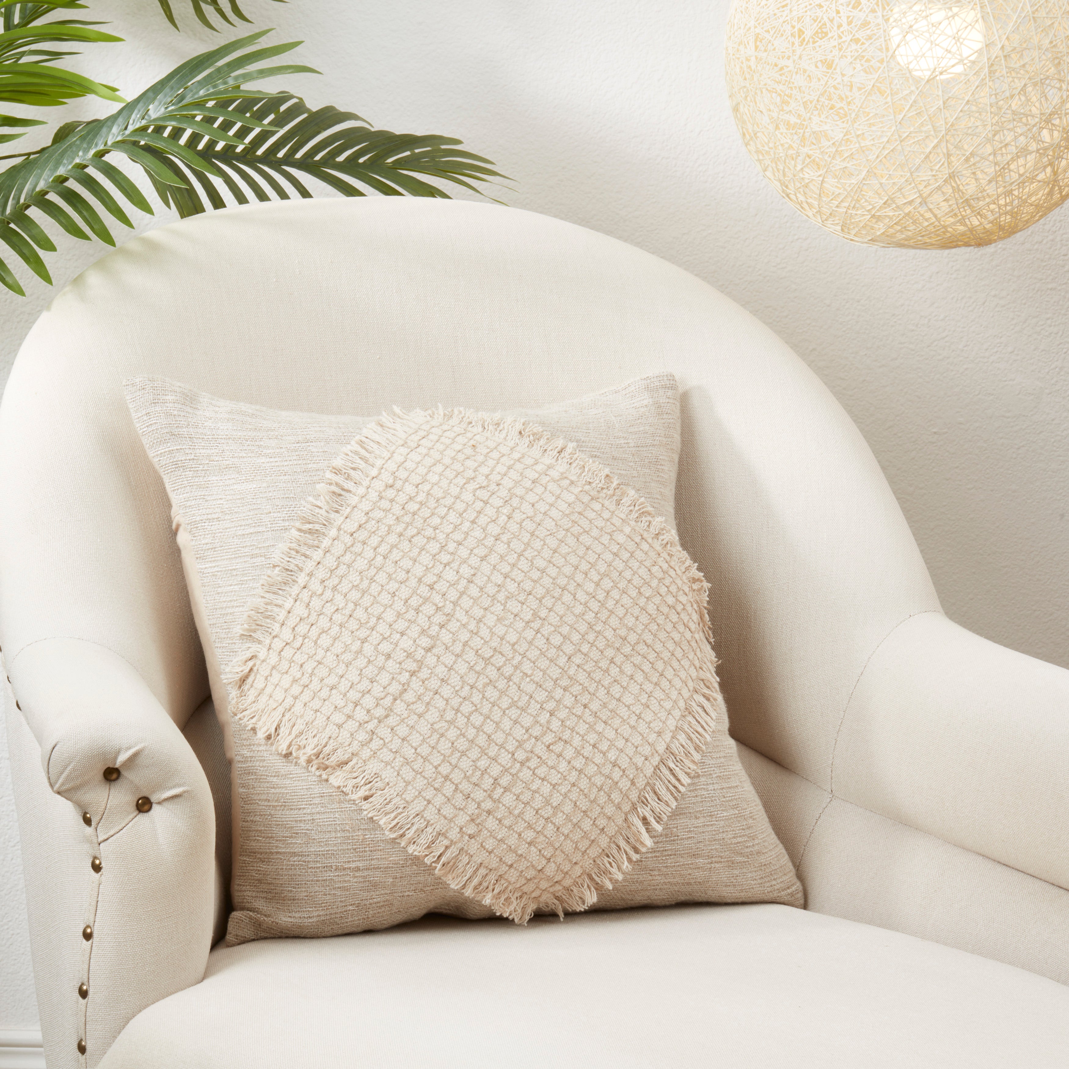 Diamond Elegance Fringe Poly Filled Pillow