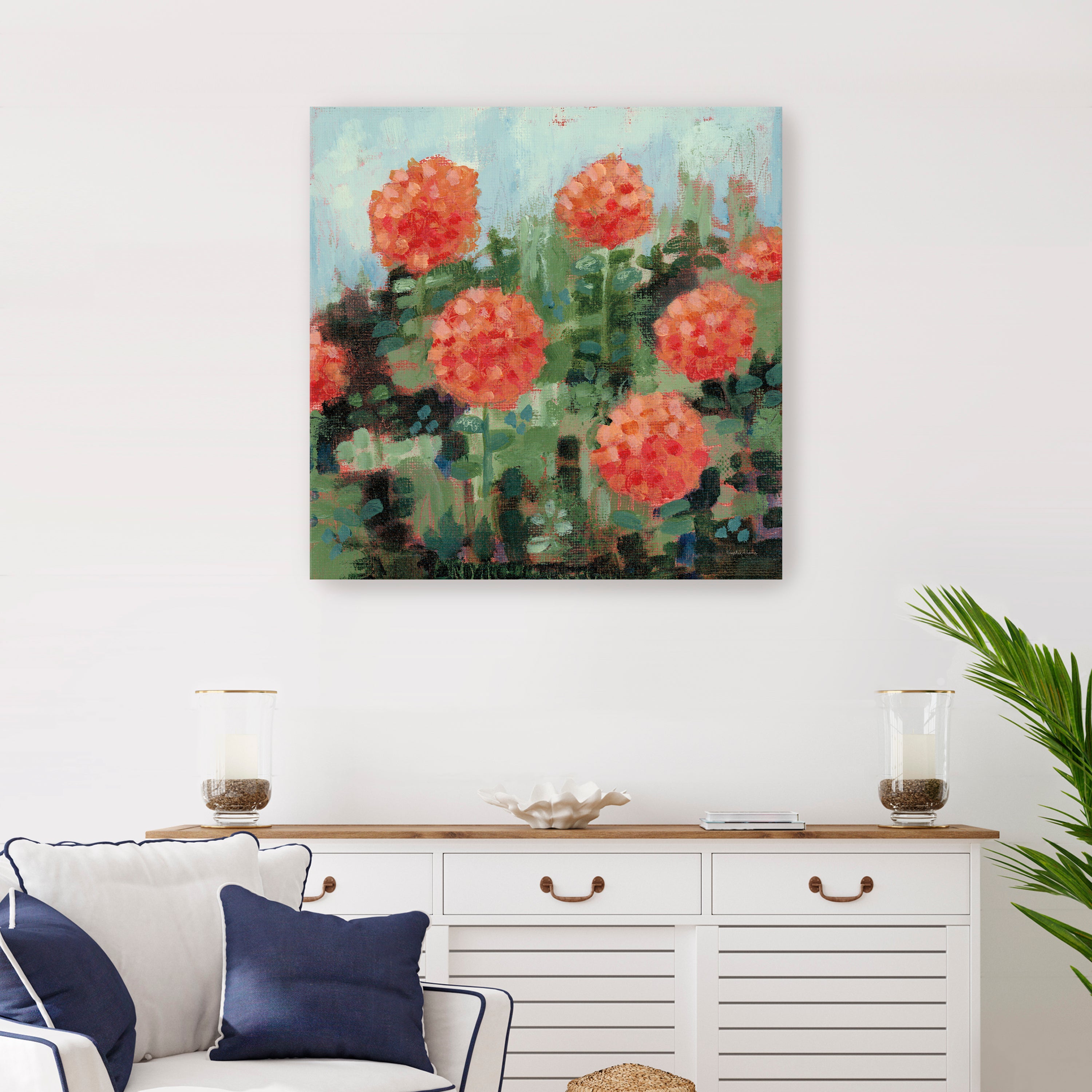 Rosy Mums Canvas Giclee
