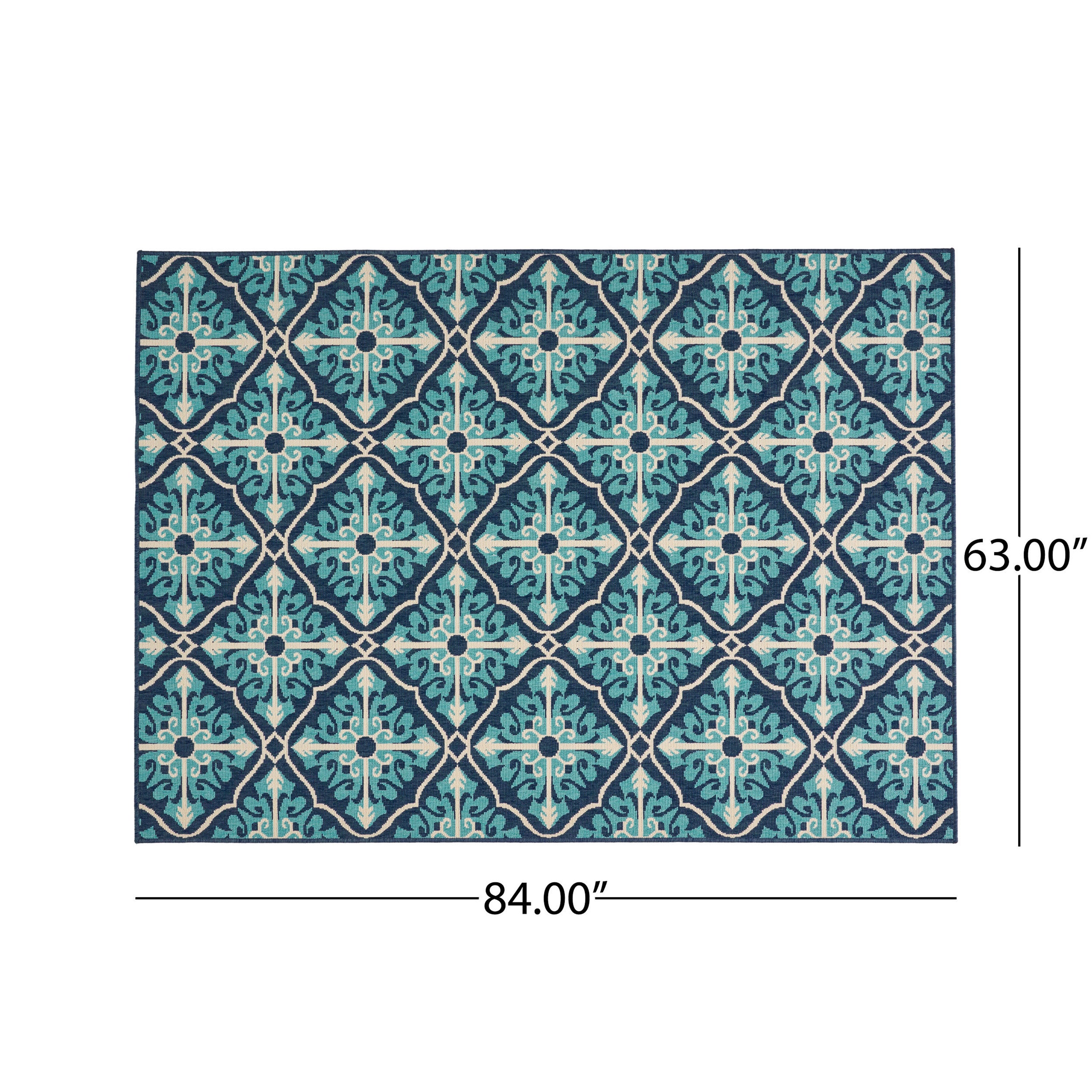 Realized Outdoor Rug with Rectangle Shape and Trellis Pattern