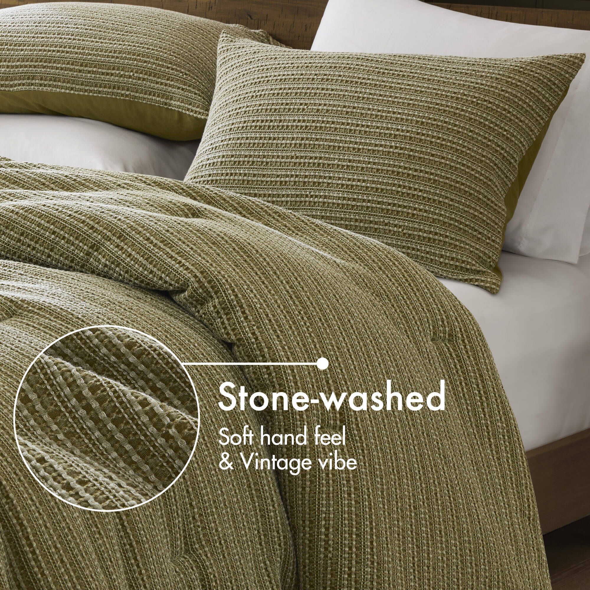 3P Piece Waffle Washed Comforter Set