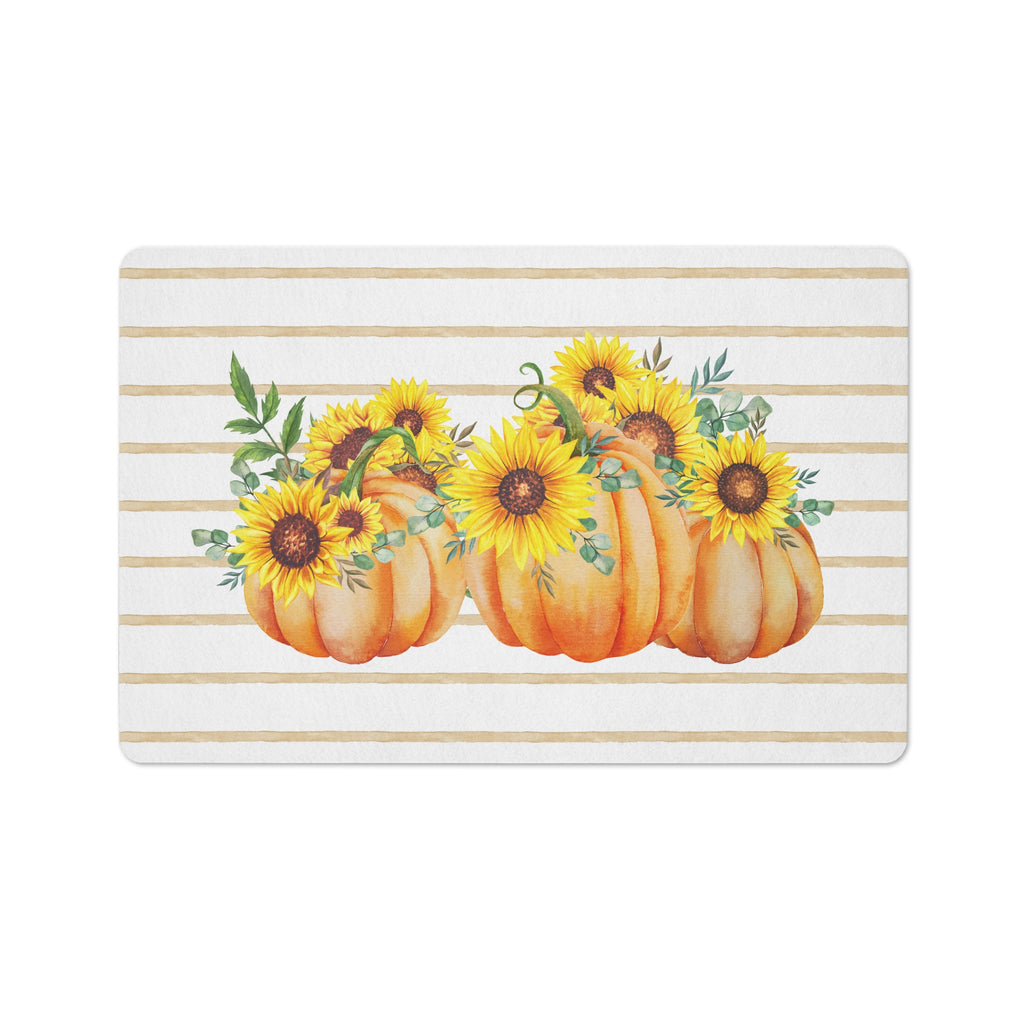 Sunflower Pumpkin Neutral Striped Kitchen and Doormat