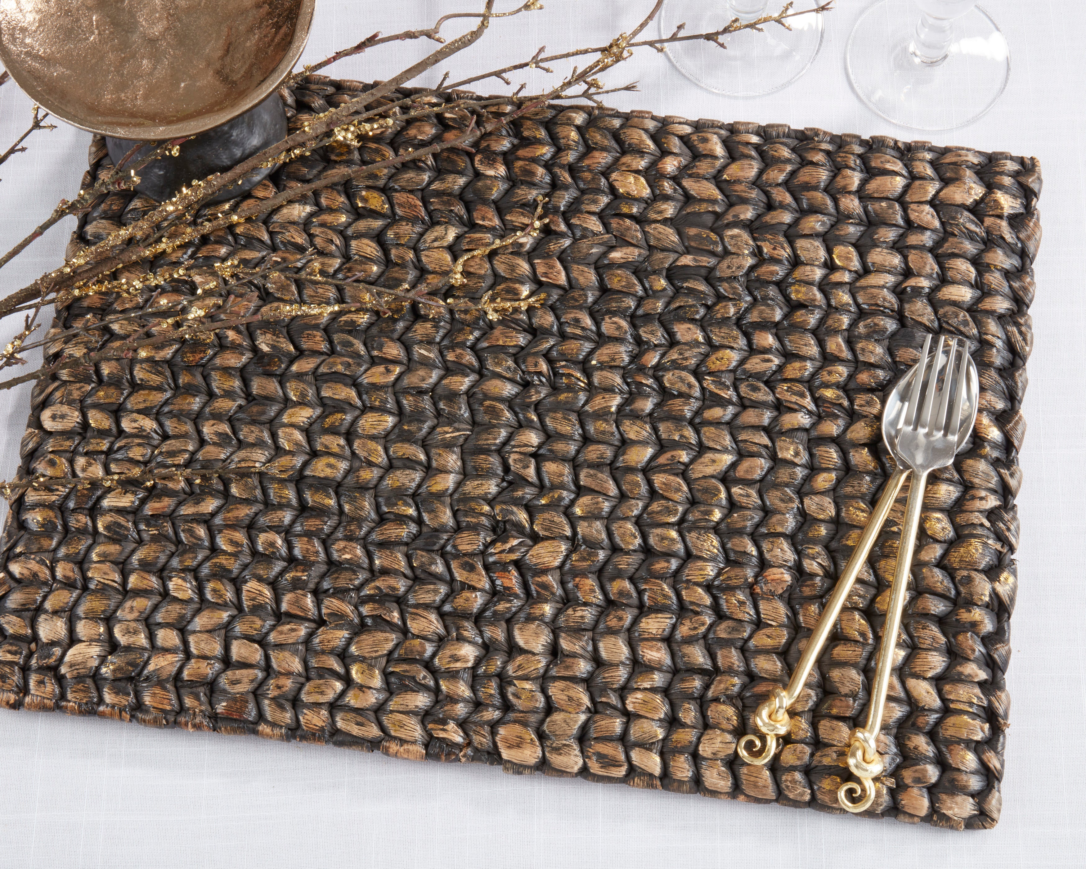 Chunky Woven Water Hyacinth Placemat, Set of 4
