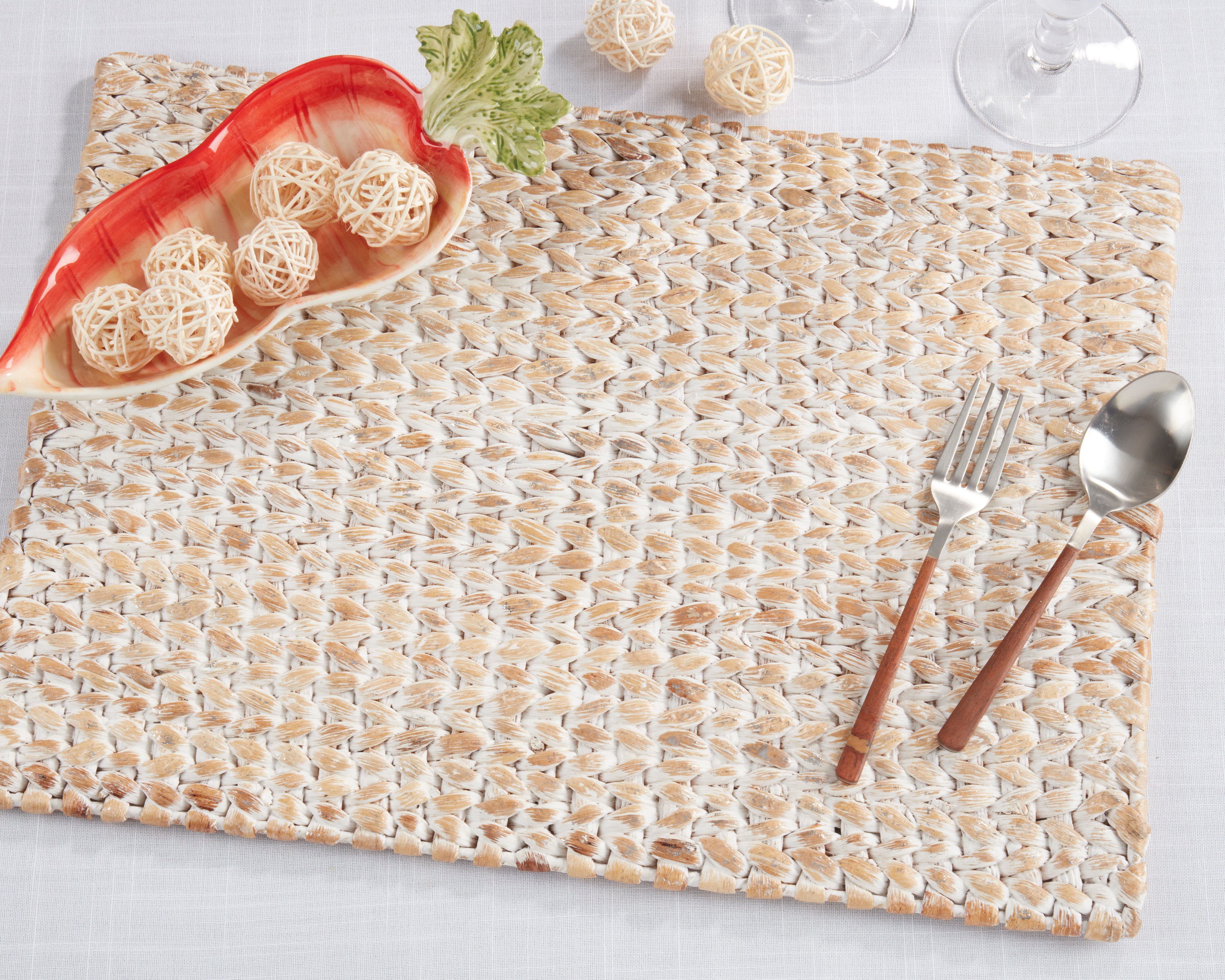 Chunky Woven Water Hyacinth Placemat, Set of 4