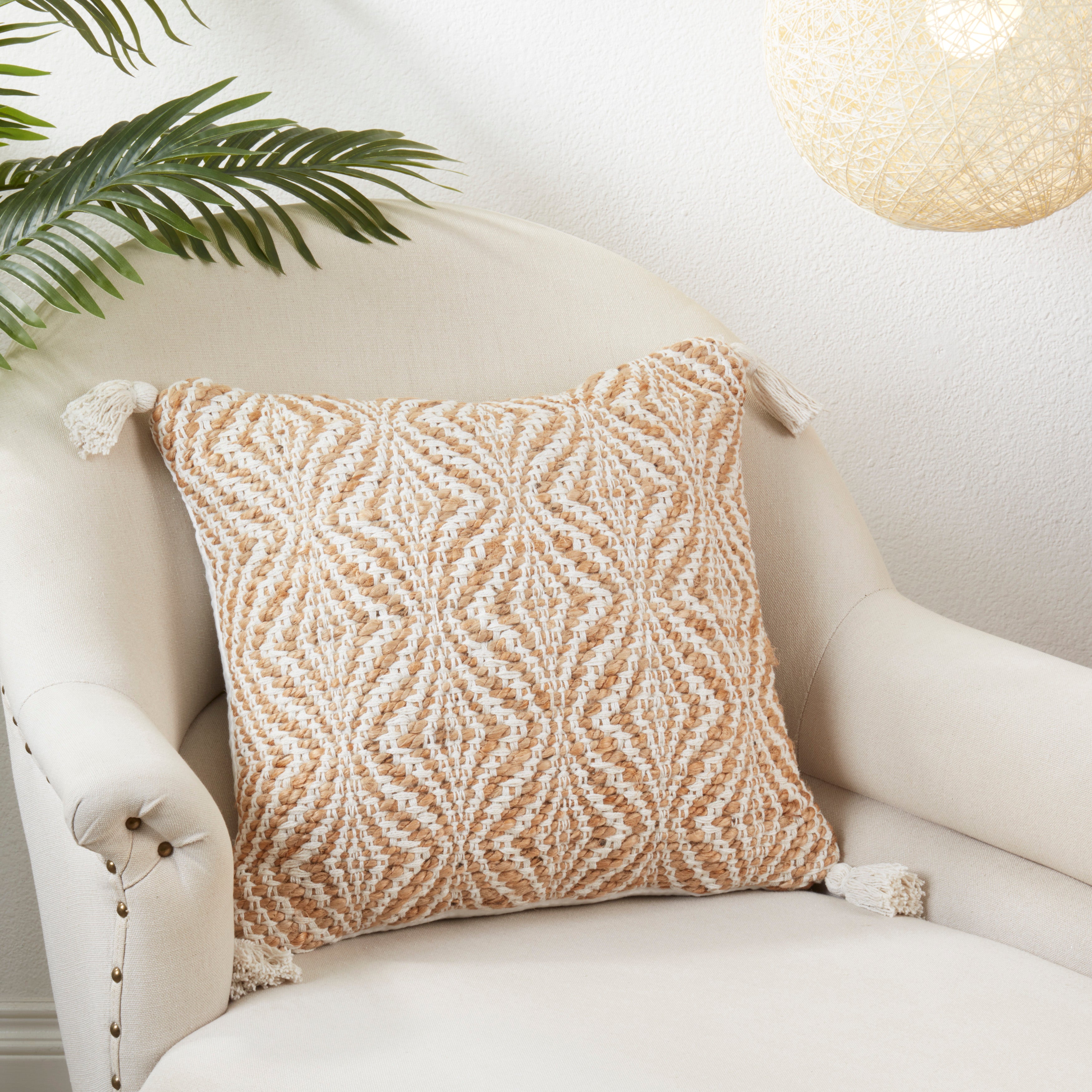 Jute Woven Poly Filled Throw Pillow