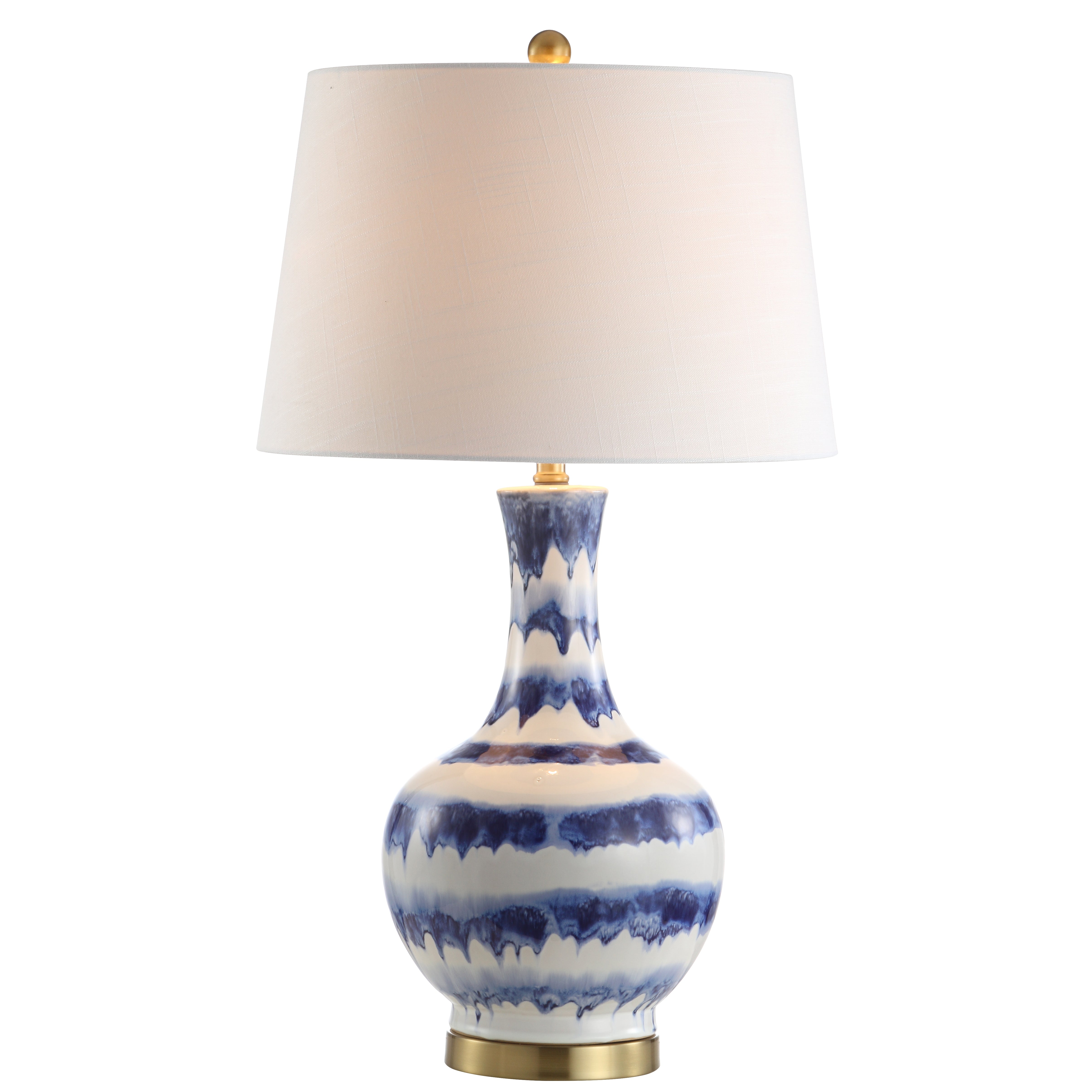 Tucker Striped Ceramic/Metal LED Table Lamp