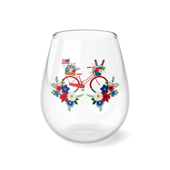 Patriotic-Bike-Stemless-Wine-Glass,-11.75oz-Mug