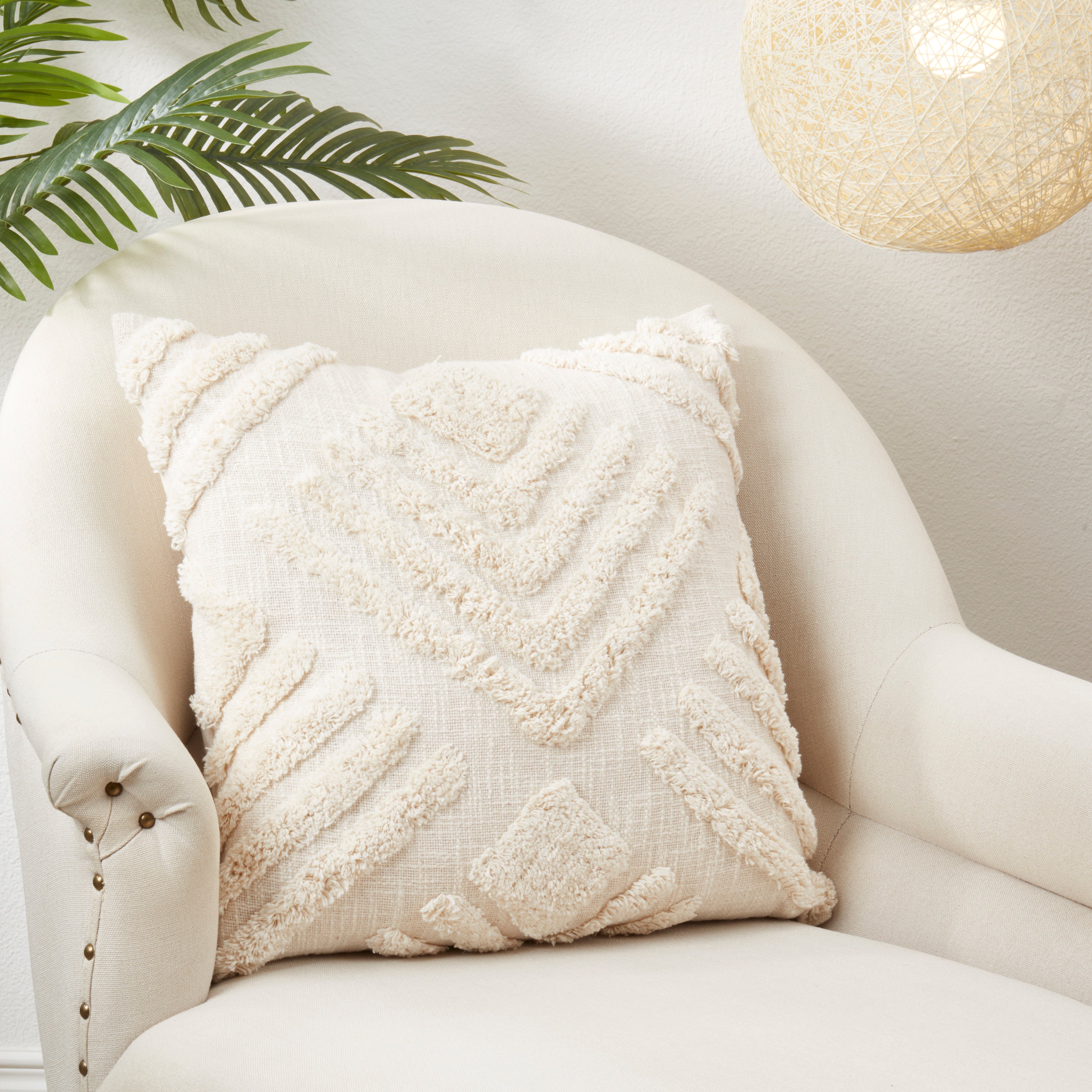 Chic Geometric Tufted Poly Filled Throw Pillow