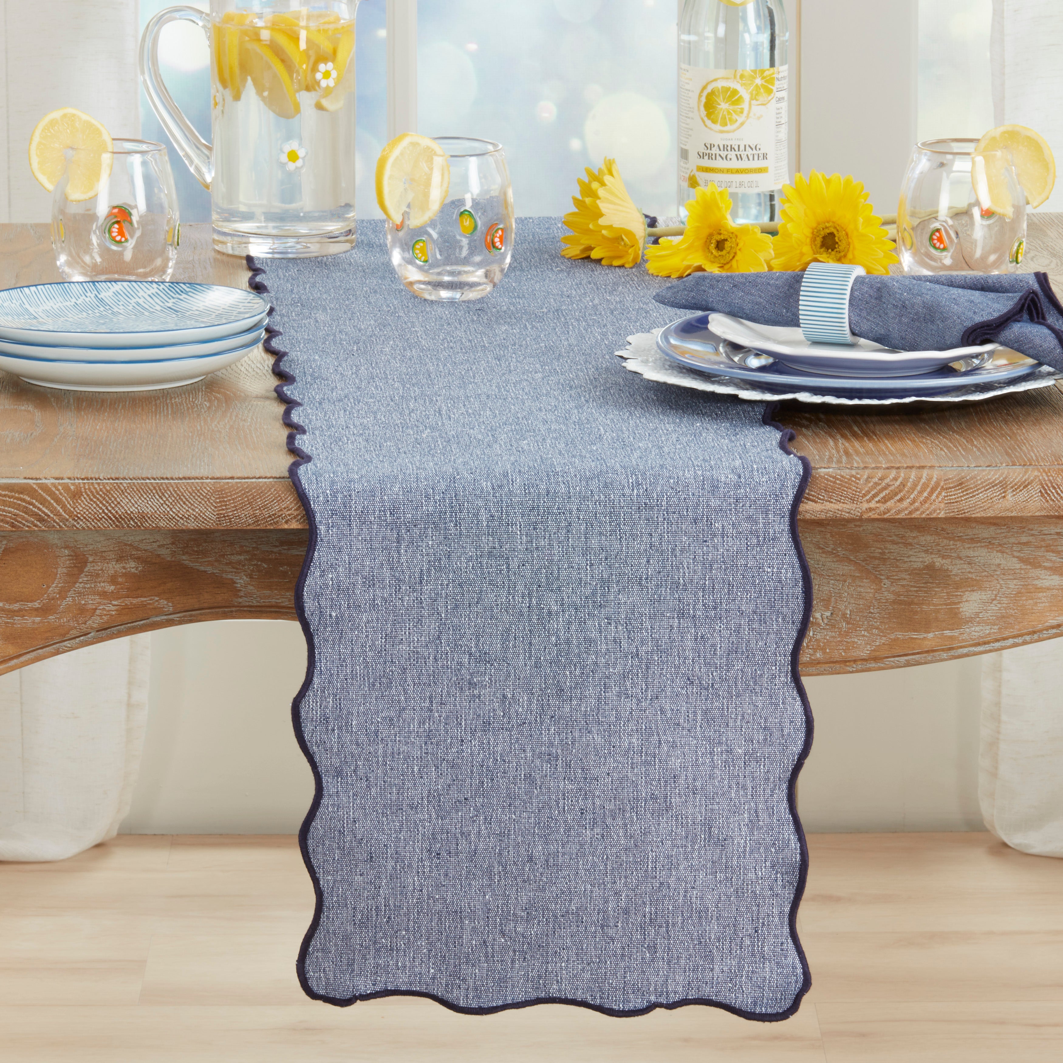 Recycled Scallop Border Table Runner