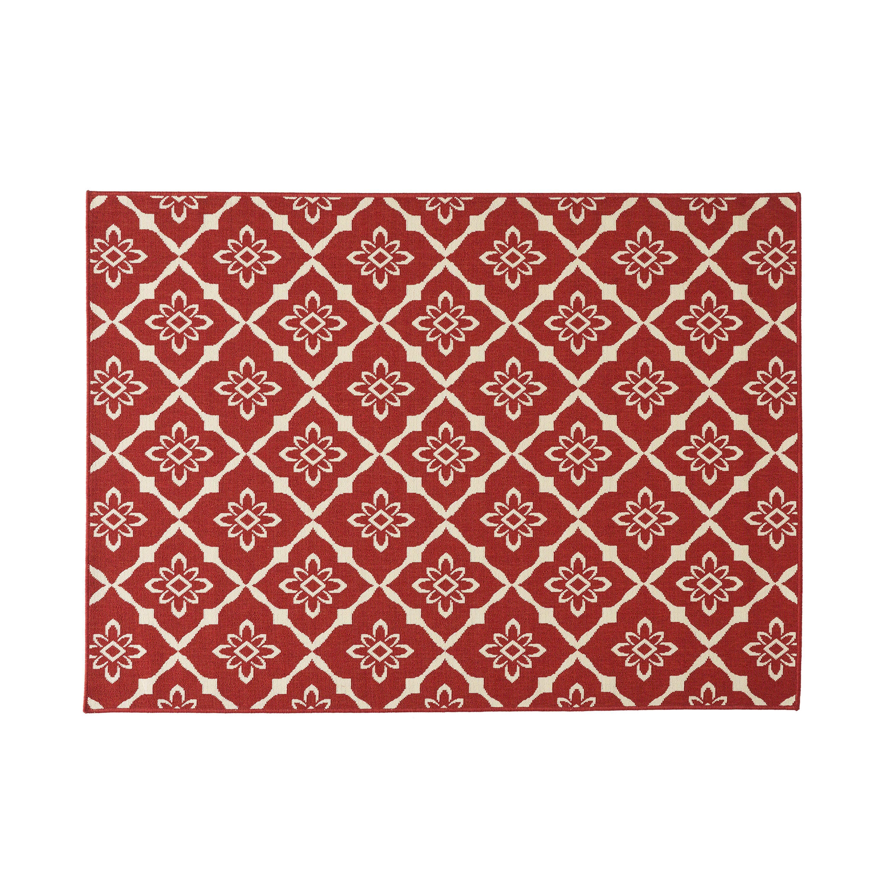 84"x63" Outdoor Rug with Loop Pile Texture and Rectangle Shape