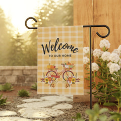 Welcome-to-Our-Home-Autumn-Bike-Gingham-Garden-&-House-Banner-Home-Decor